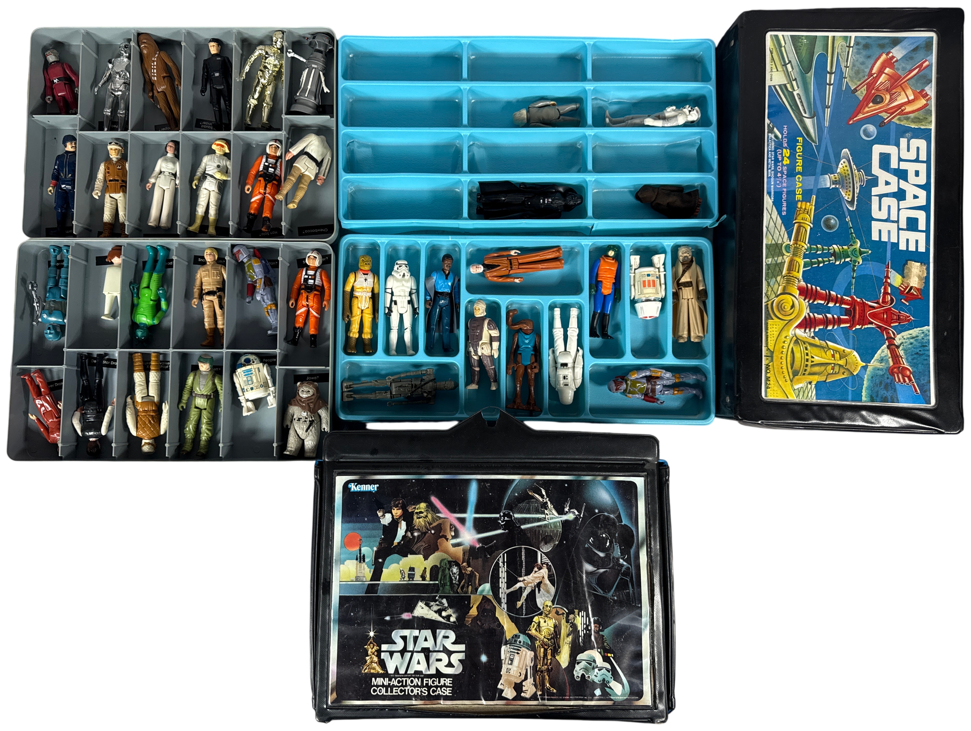 HUGE CONTENTS LOT: Star Wars Action Figures and Collector Cases featuring Kenner