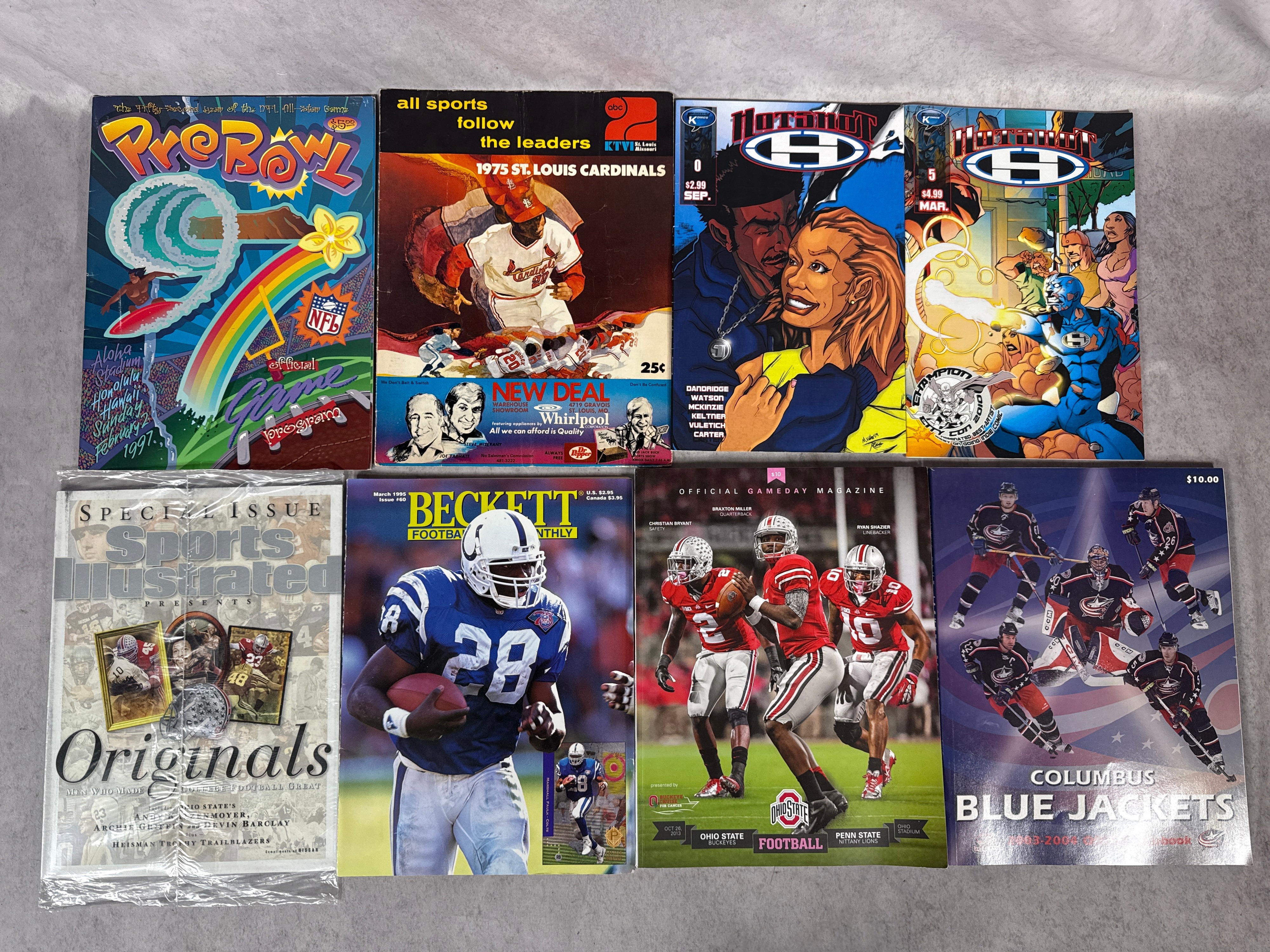 HUGE CONTENTS LOT: Sports Magazines, Game Programs, and Vintage Paperbacks