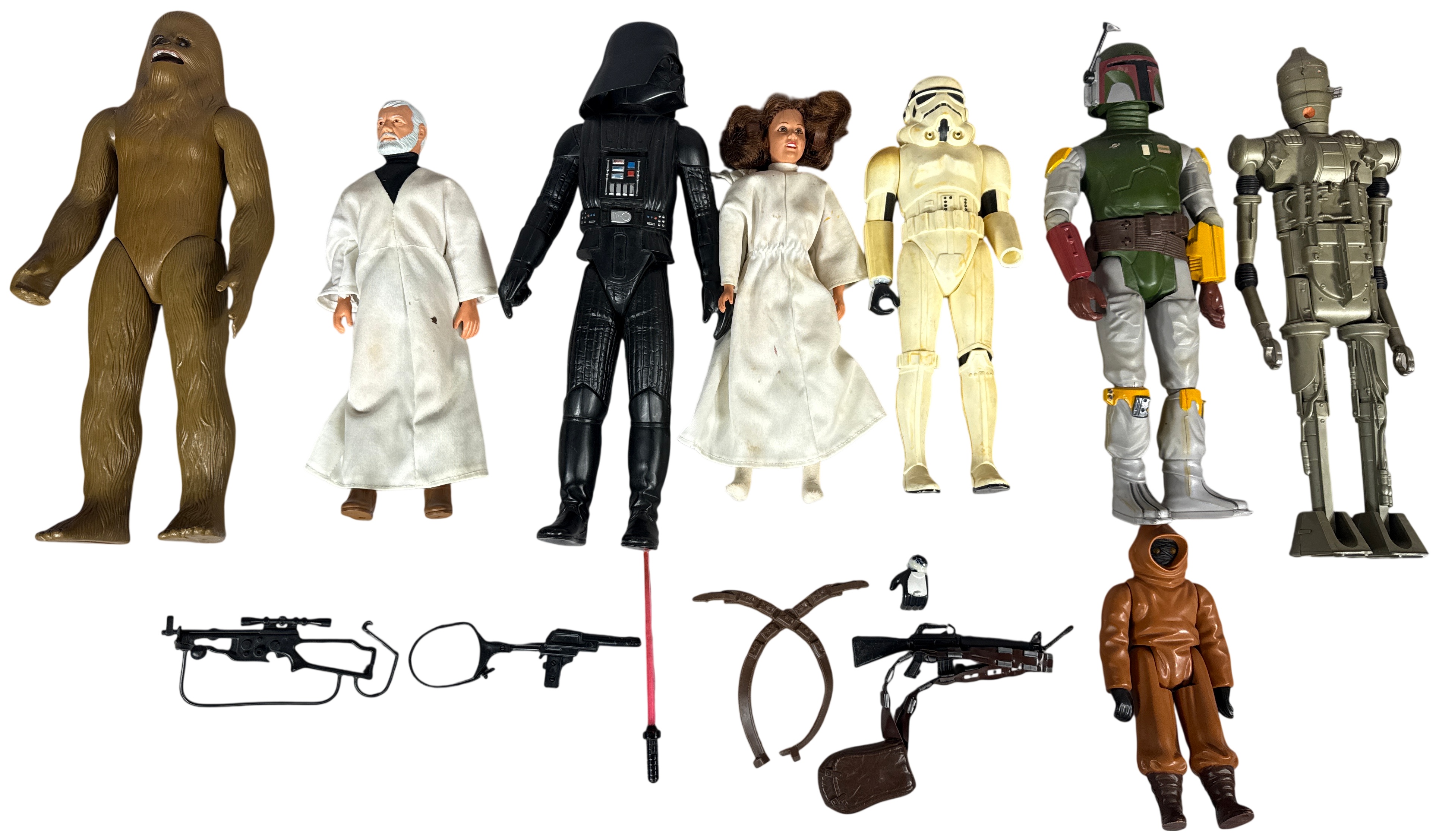 CONTENTS LOT: Eight Vintage Kenner Star Wars Large Size Action Figures