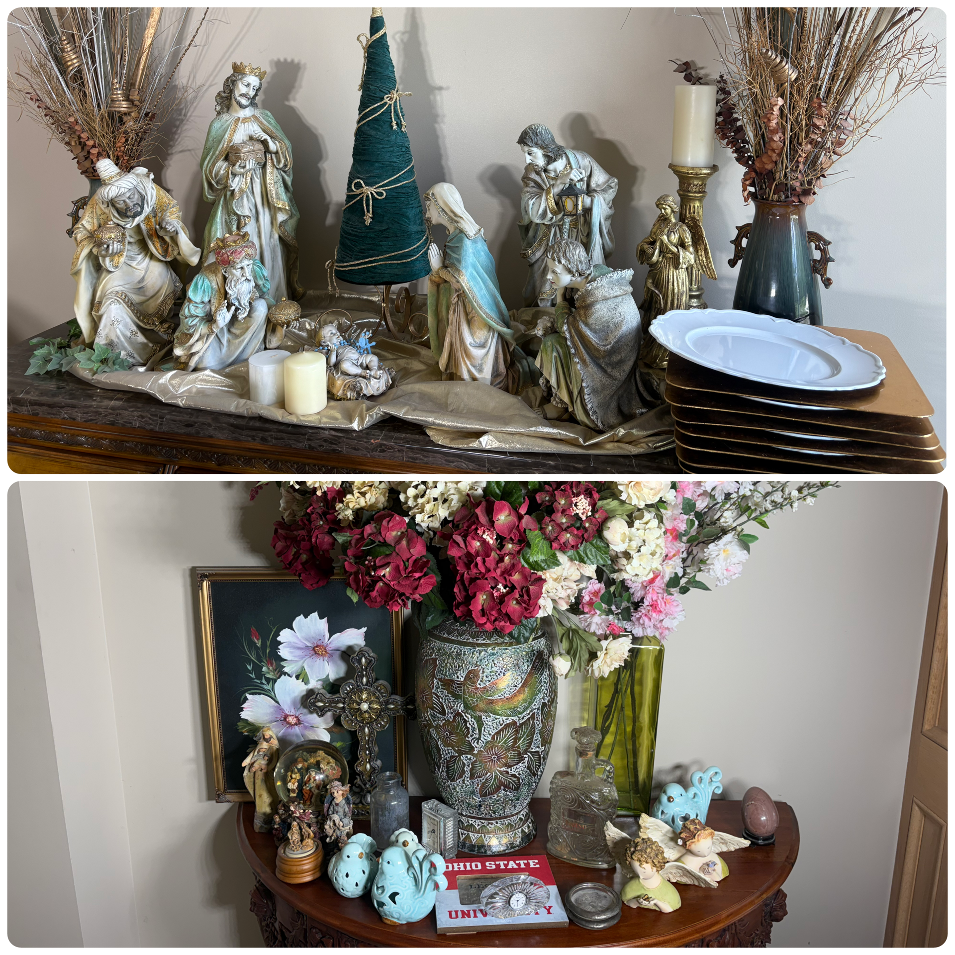 Nativity Set and a Large Group of Decorative Home Accents including an Original Painting