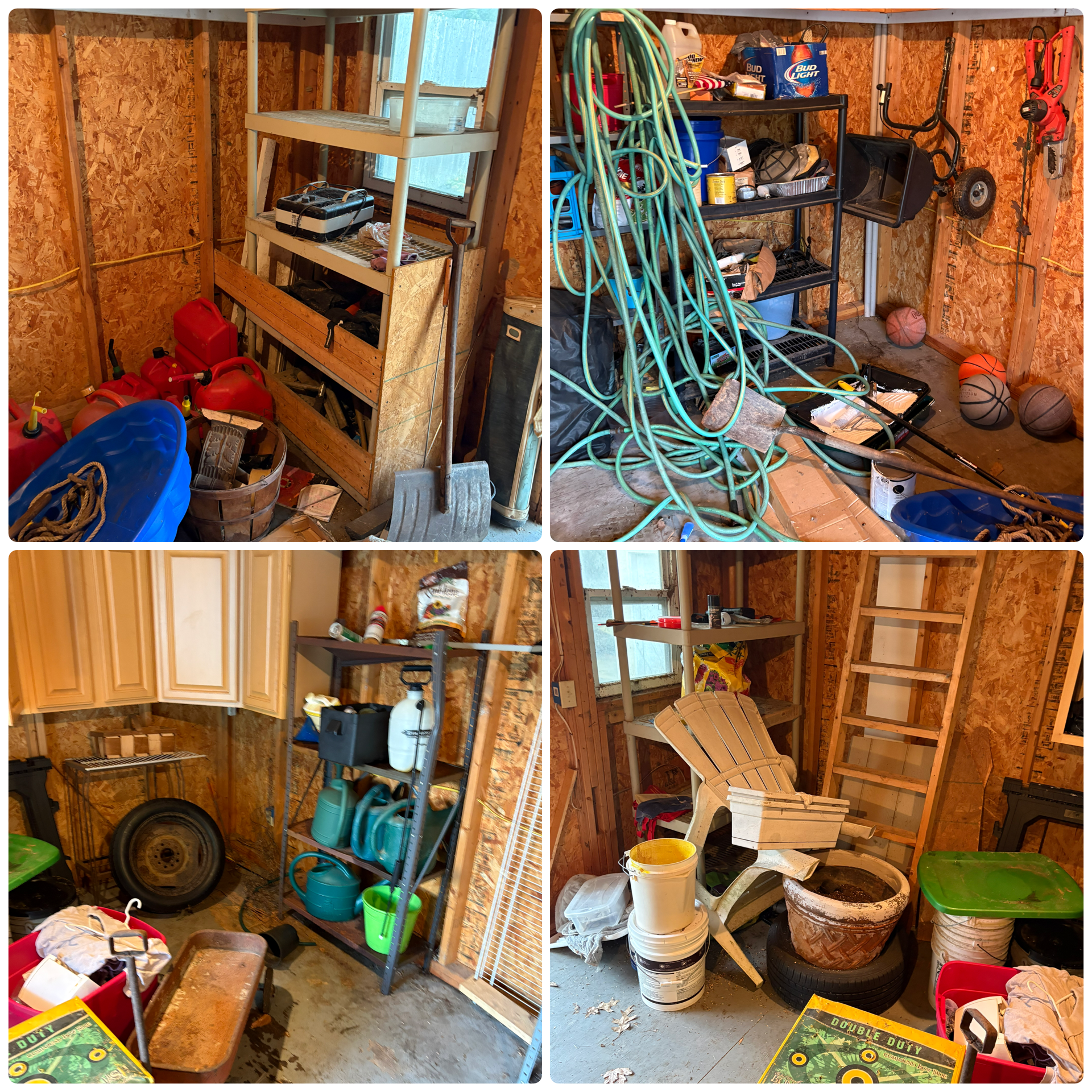A Large Collection of Storage Shed Contents Including a Western Flyer Wagon, Morrell Archery Target, Shelving Units, and Garden Equipment
