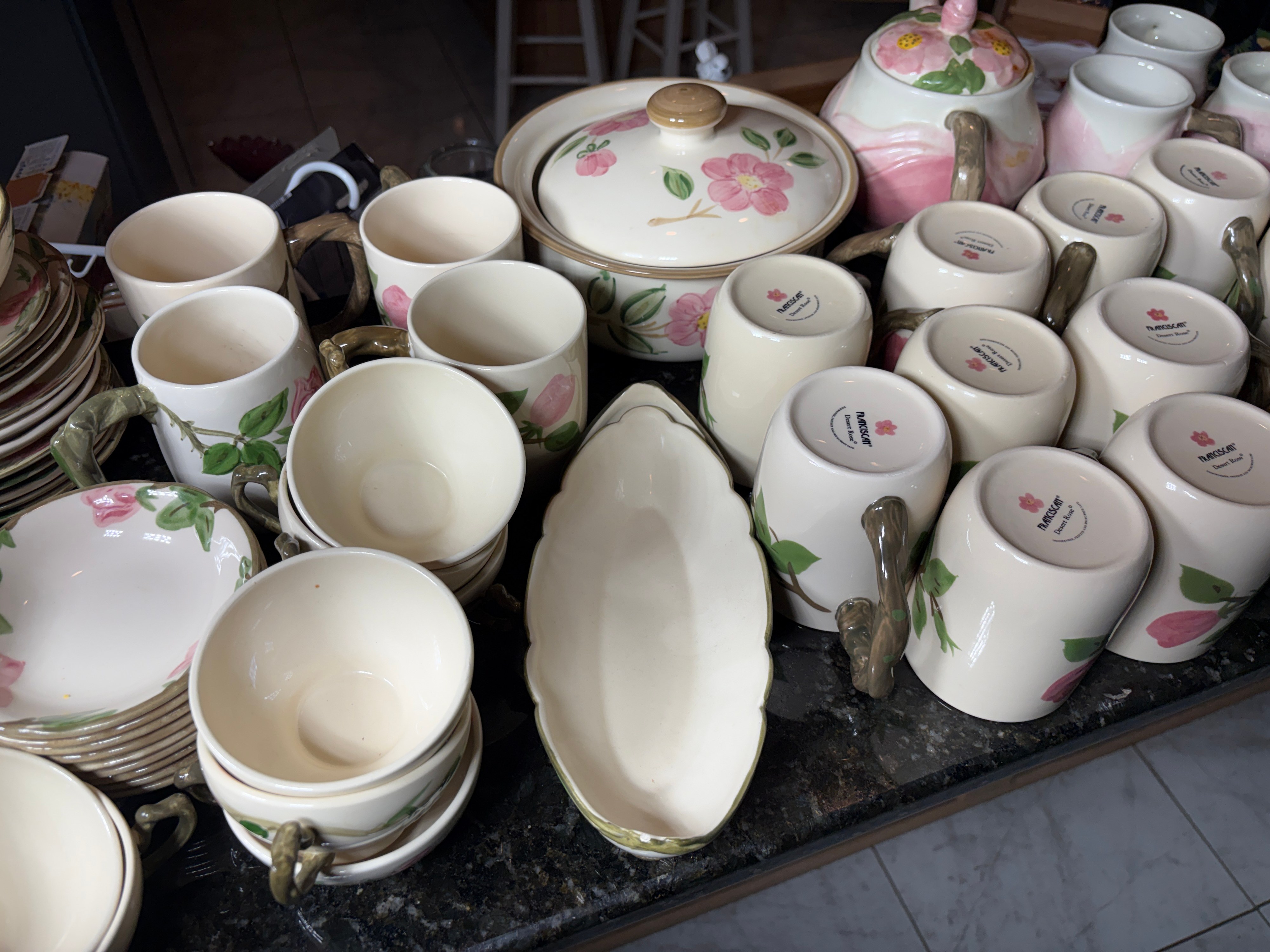 A Large Collection of Franciscan Desert Rose Earthenware Tableware and Glassware