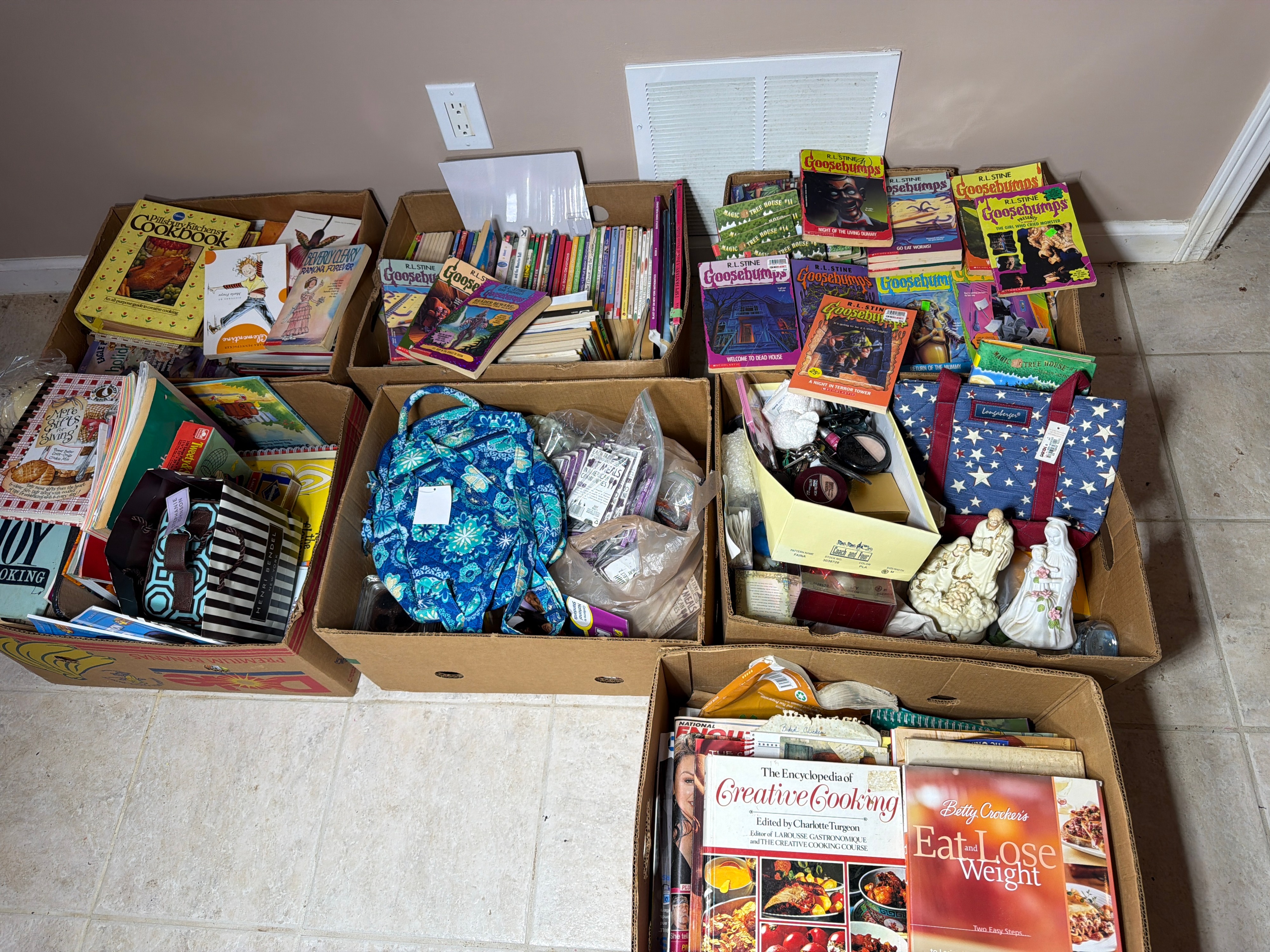 CONTENTS LOT: Bulk Estate Collection of Vintage Dolls, Children's Books, Furniture, and Household Goods
