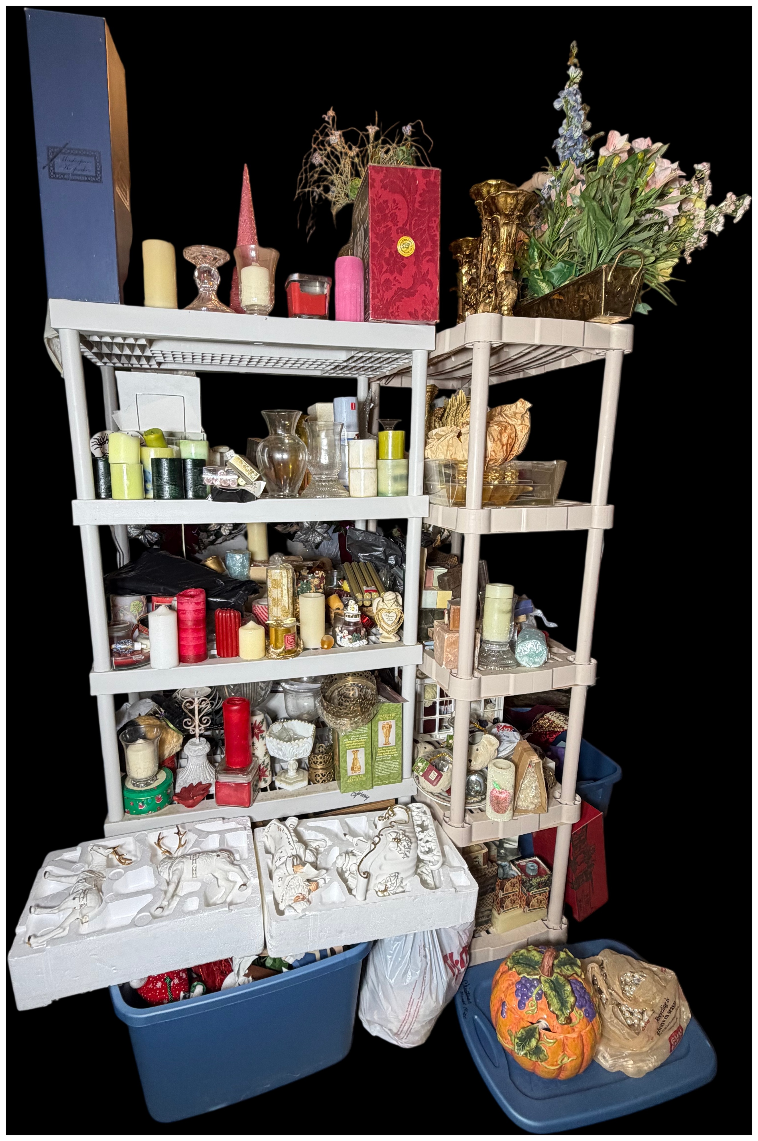 CONTENTS LOT: A Large Assortment of Seasonal Holiday Decorations Home Media Home Accents and Crafts including Annalee Disney and Teleflora I
