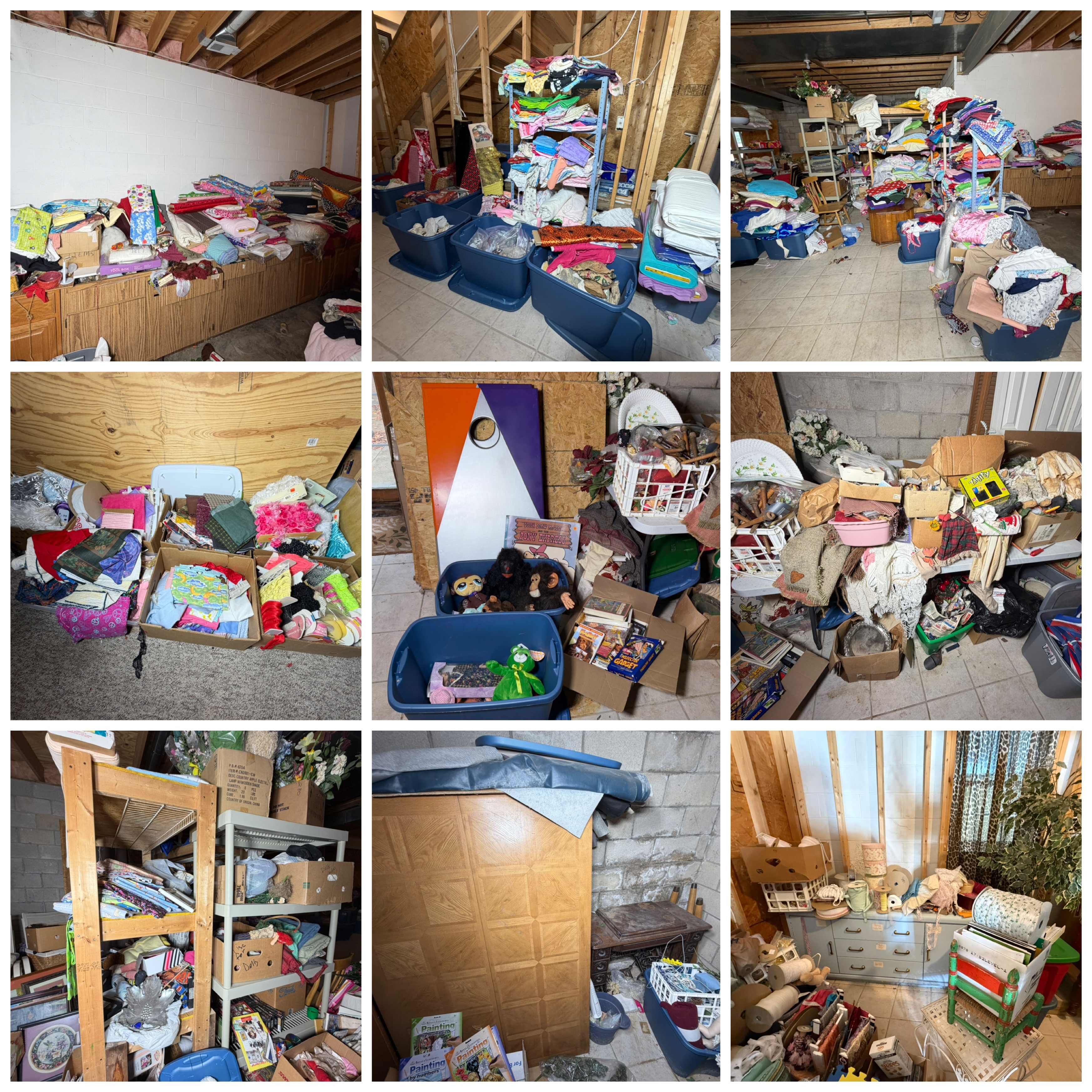 CONTENTS LOT: A Massive Collection of Sewing and Craft Supplies, Antique Furniture, and Household Goods