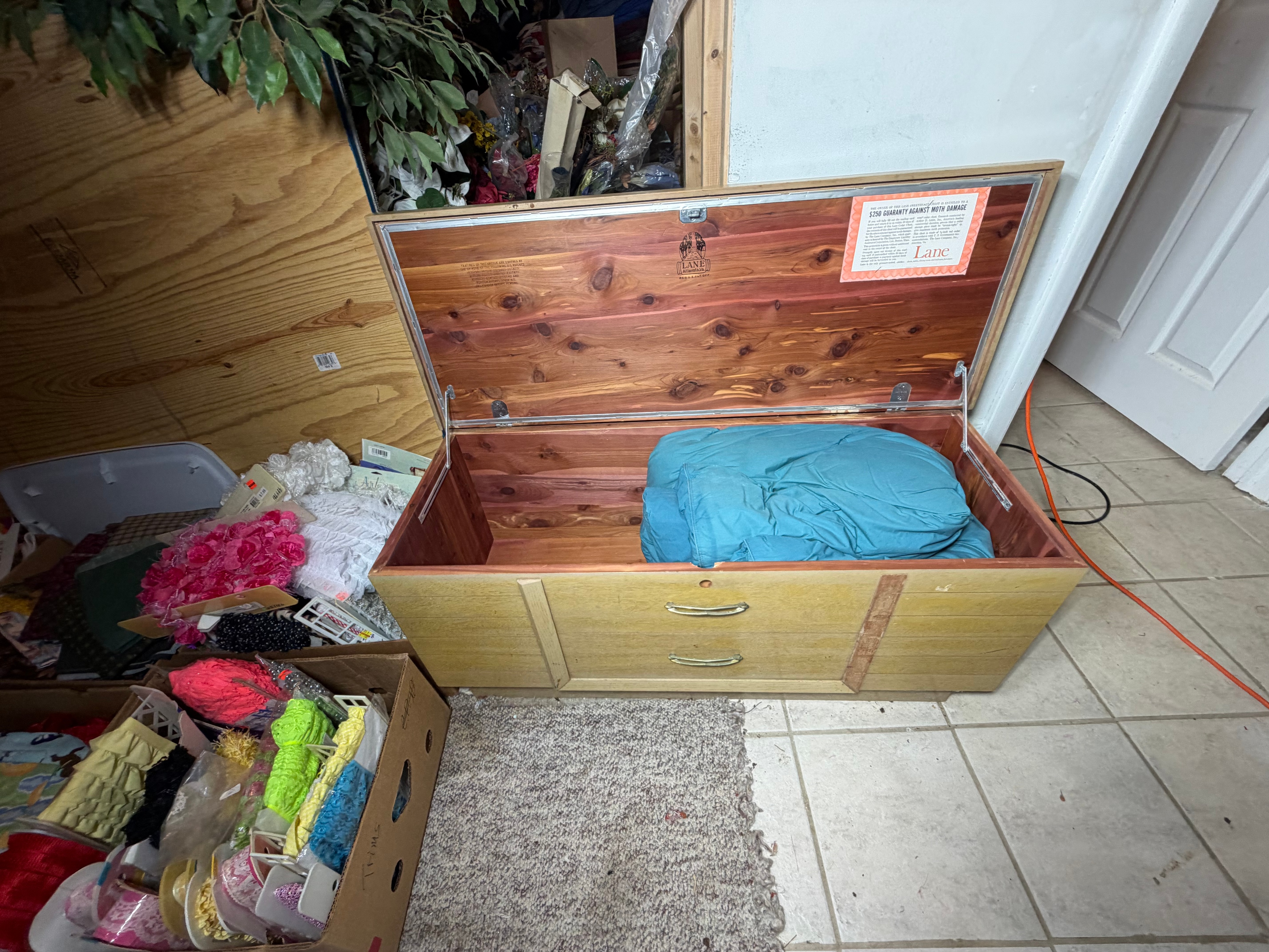 CONTENTS LOT: A Massive Collection of Sewing and Craft Supplies, Antique Furniture, and Household Goods