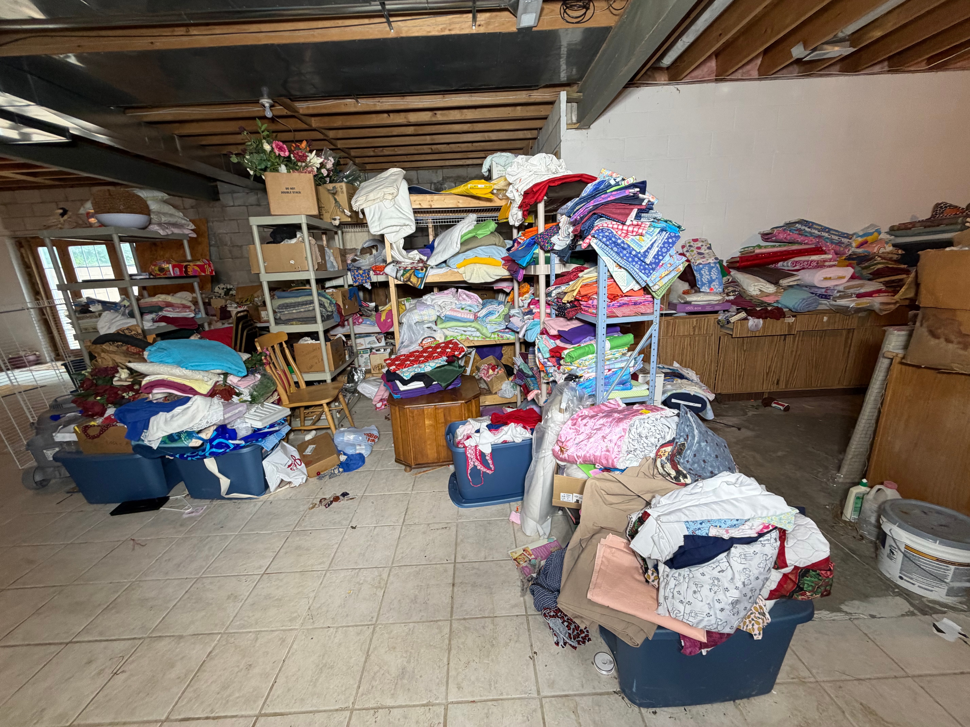 CONTENTS LOT: A Massive Collection of Sewing and Craft Supplies, Antique Furniture, and Household Goods