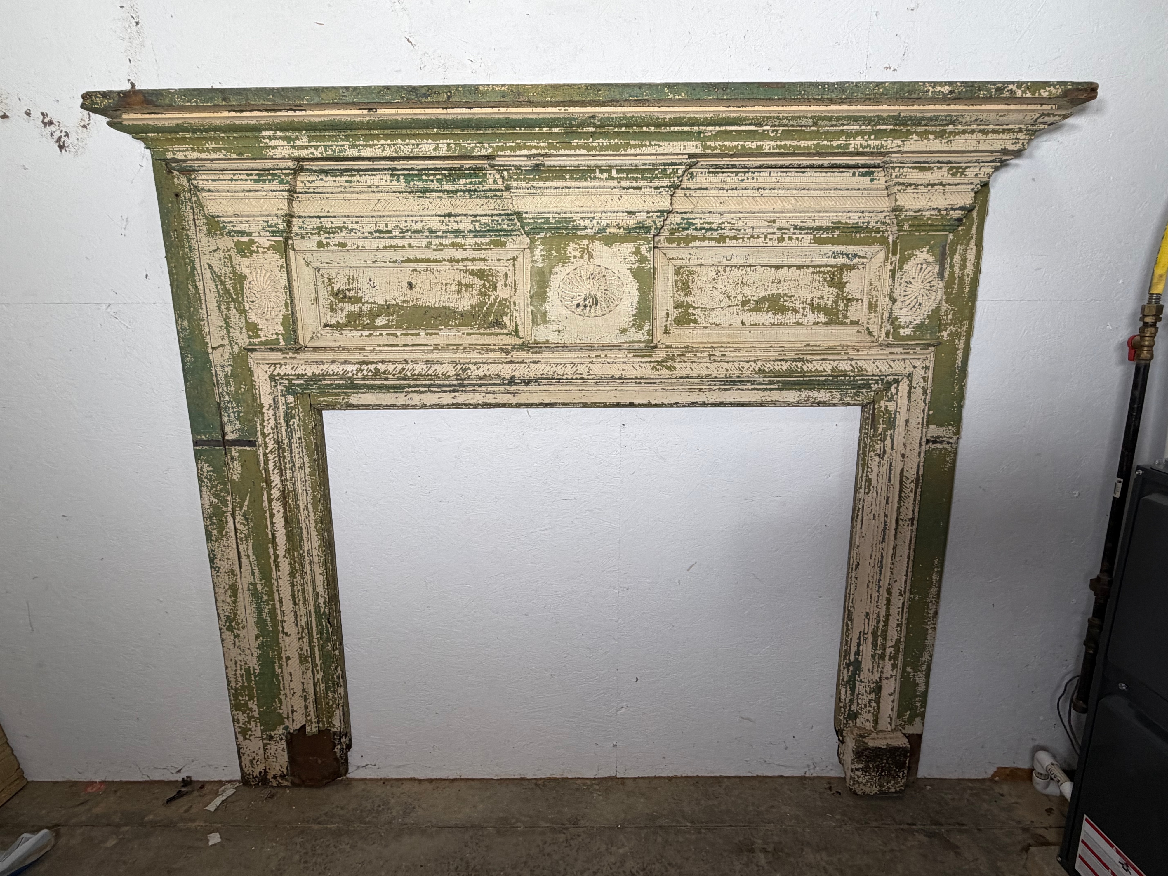 American Federal Style Carved Wood Fireplace Mantel Surround