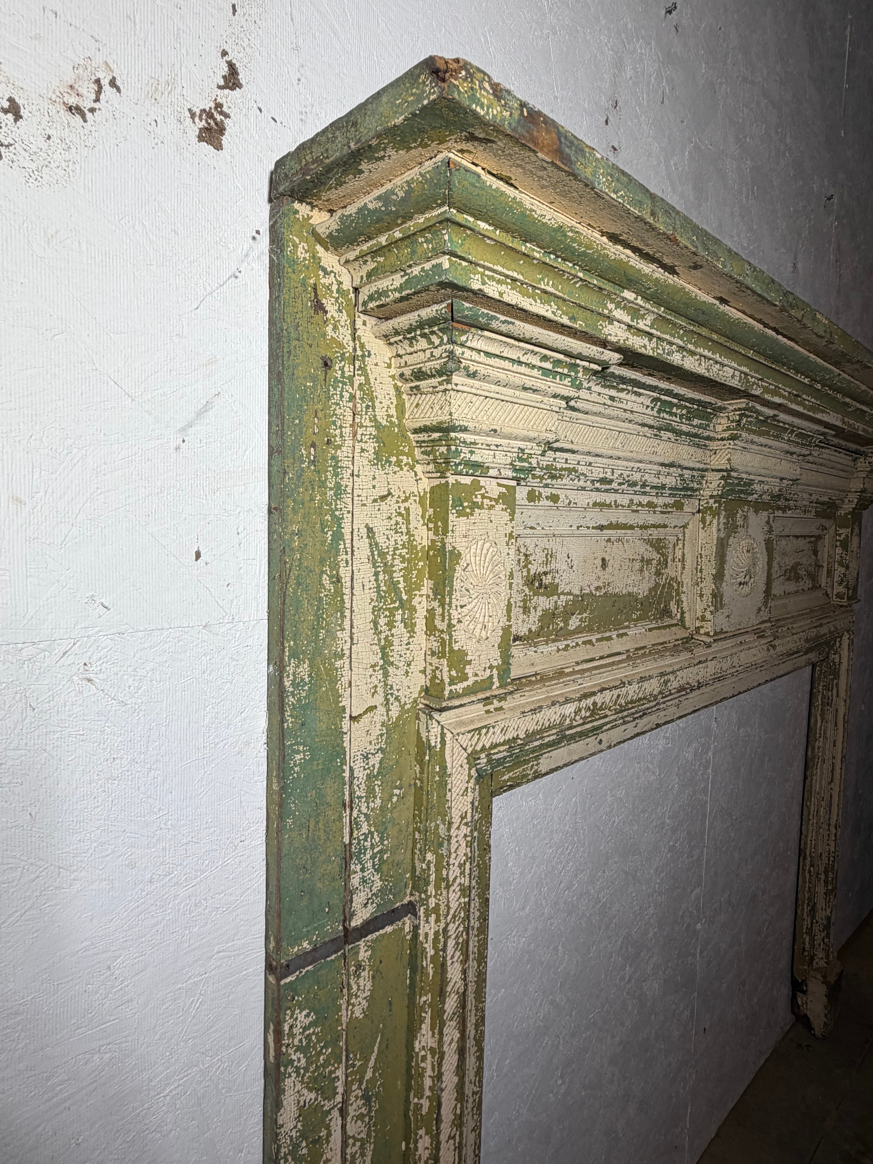 American Federal Style Carved Wood Fireplace Mantel Surround