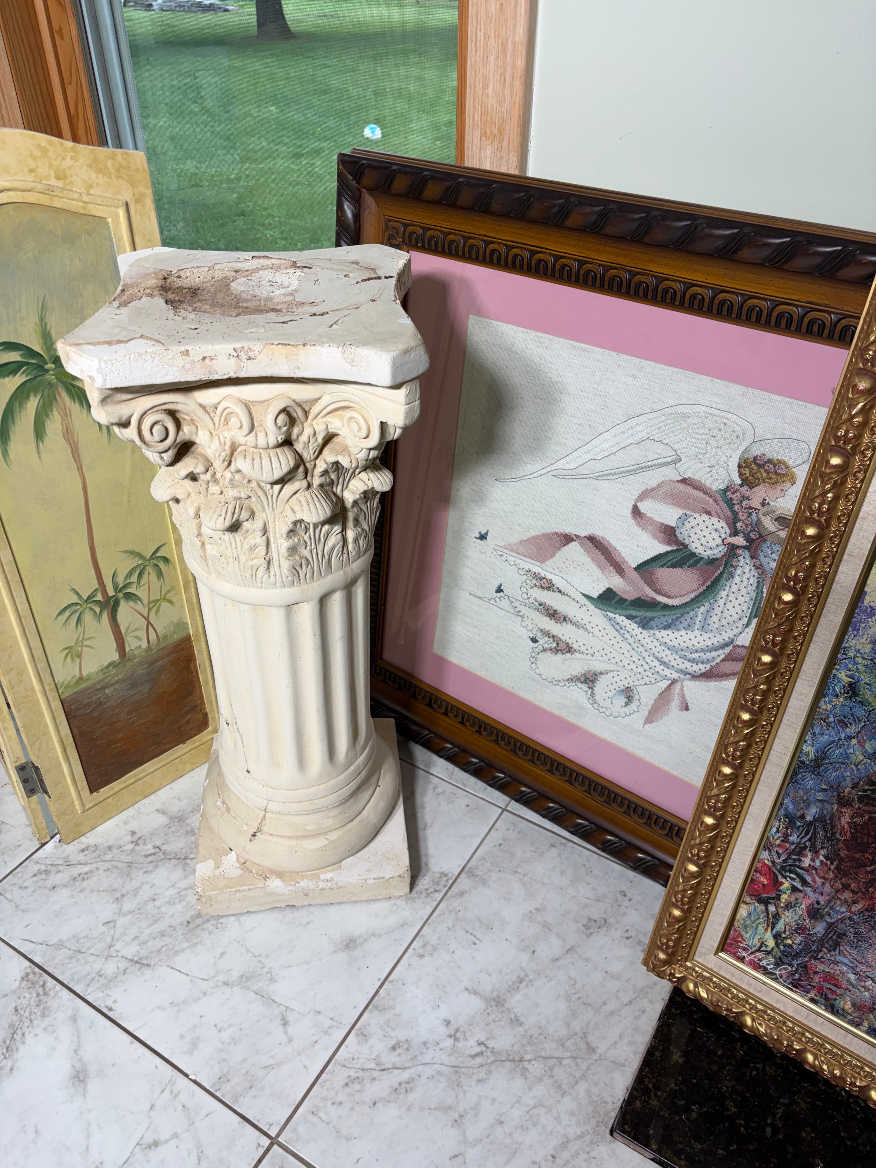 A Collection of Traditional Home Furnishings and Decorative Objects Including a Hibel Signed Print