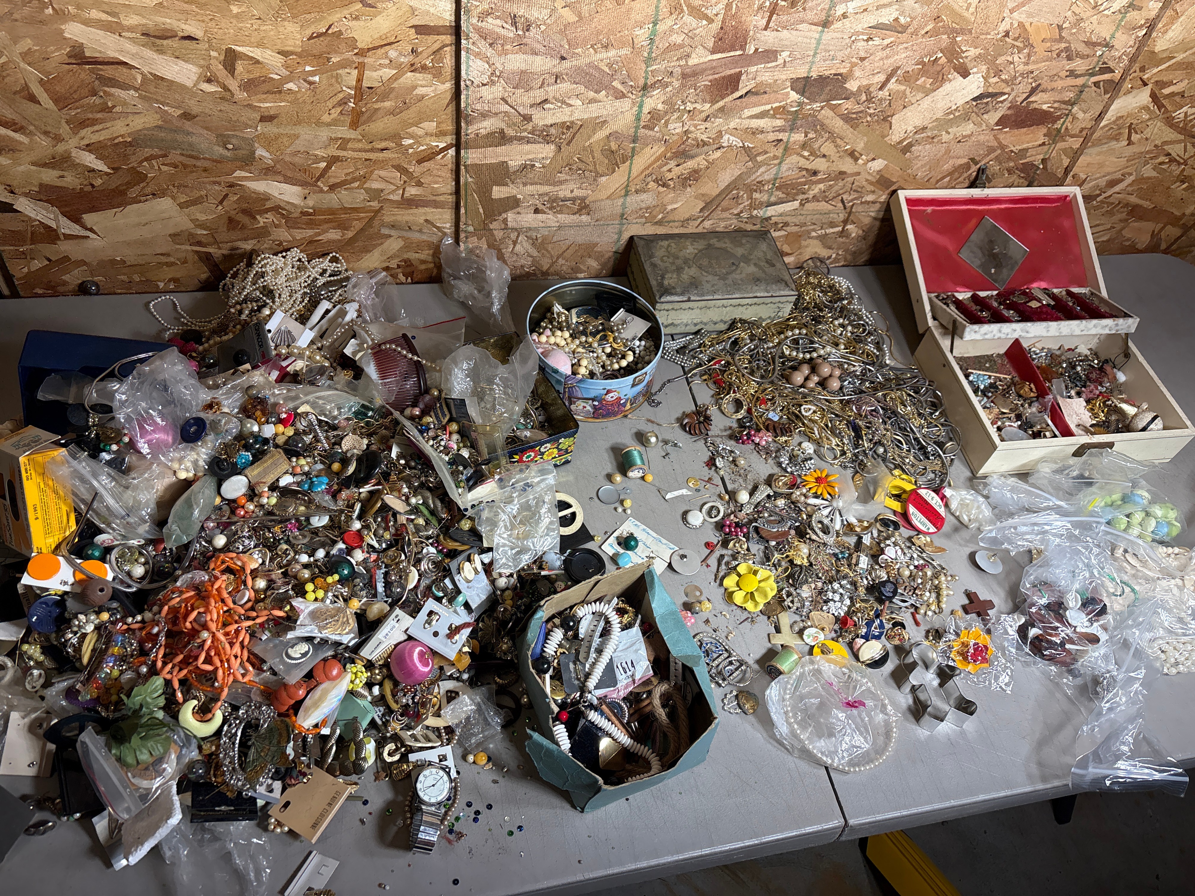 Assortment of Vintage Costume Jewelry and Craft Notions, Approximately 40 lbs