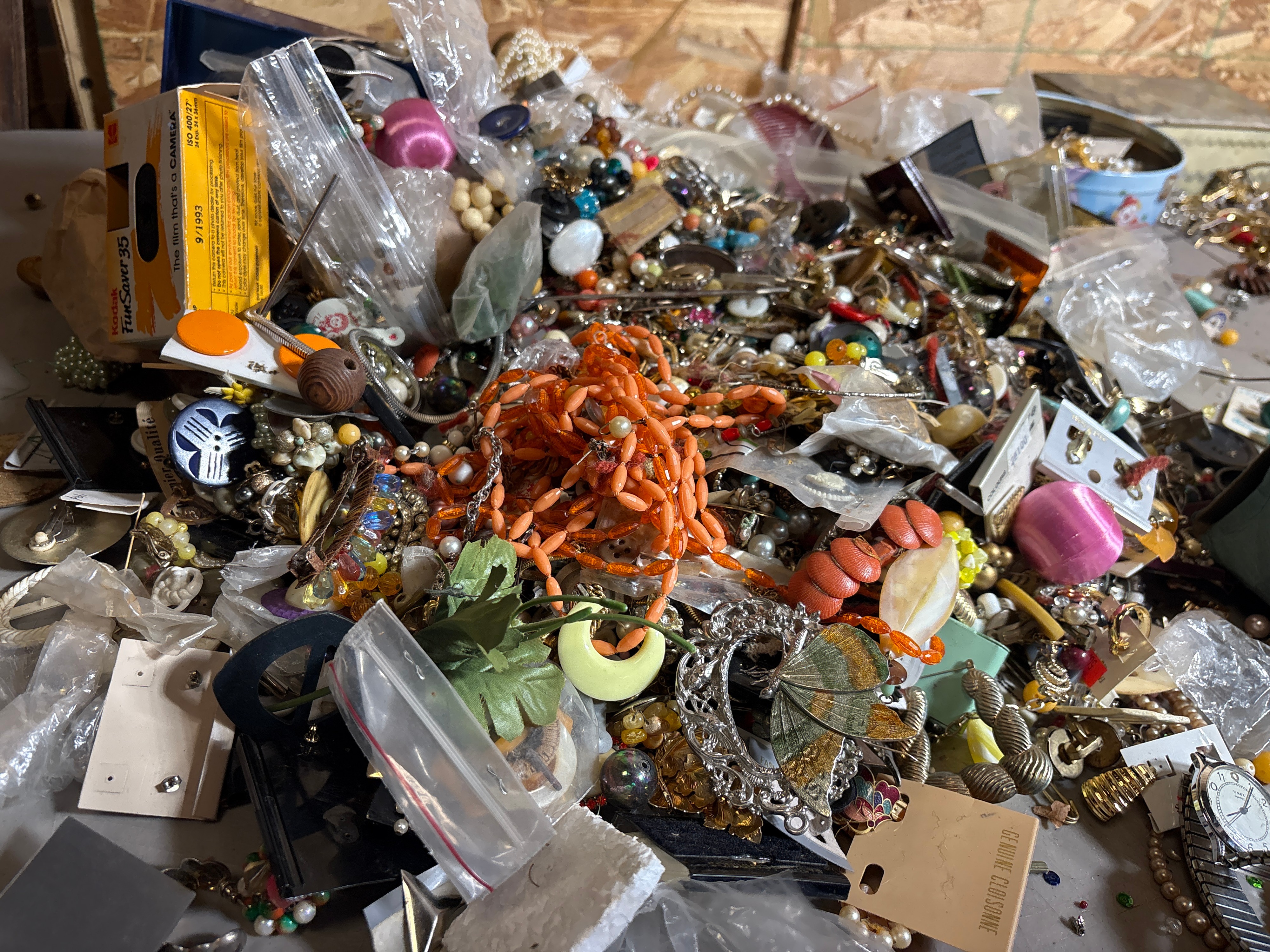 Assortment of Vintage Costume Jewelry and Craft Notions, Approximately 40 lbs