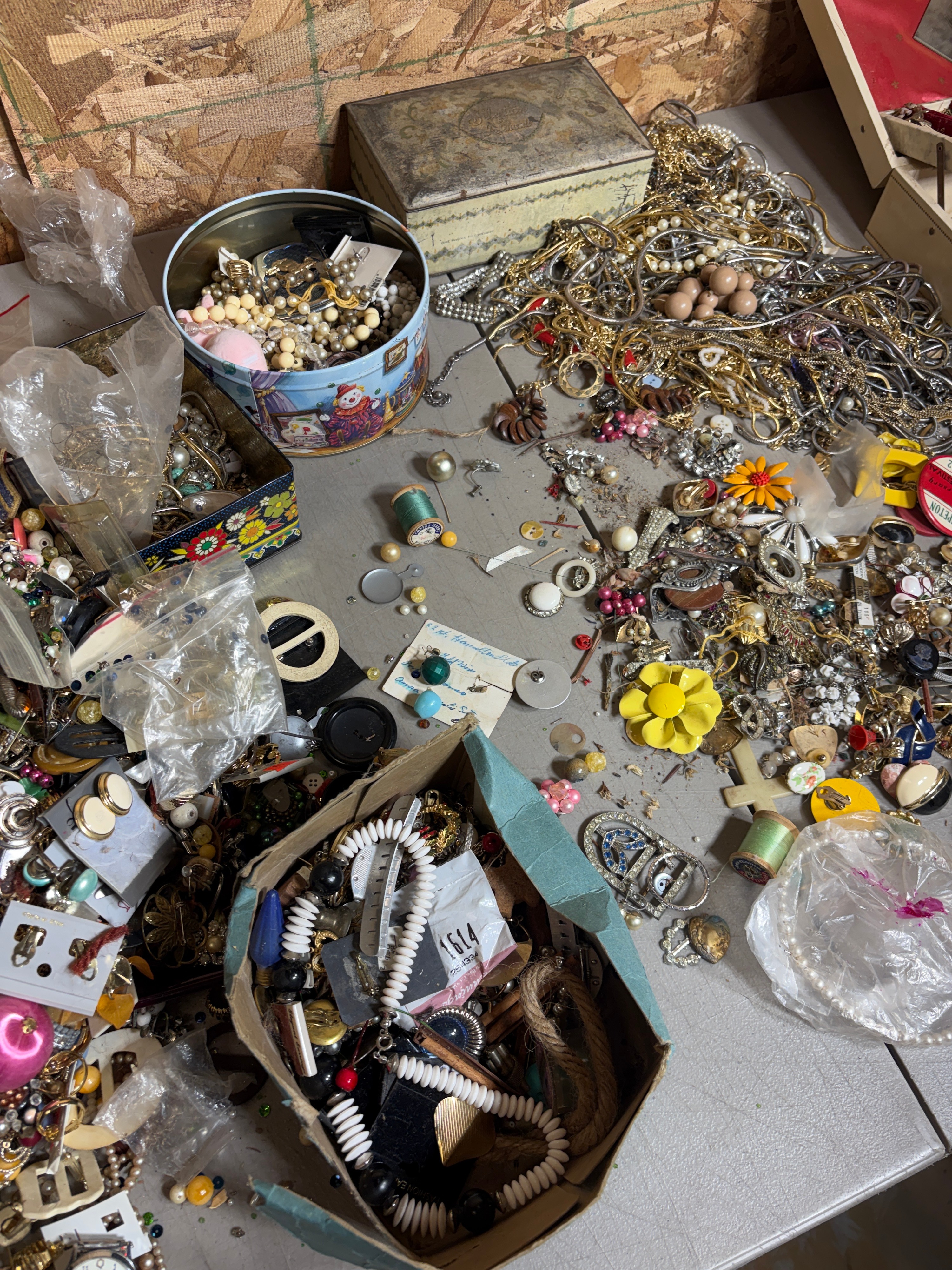 Assortment of Vintage Costume Jewelry and Craft Notions, Approximately 40 lbs