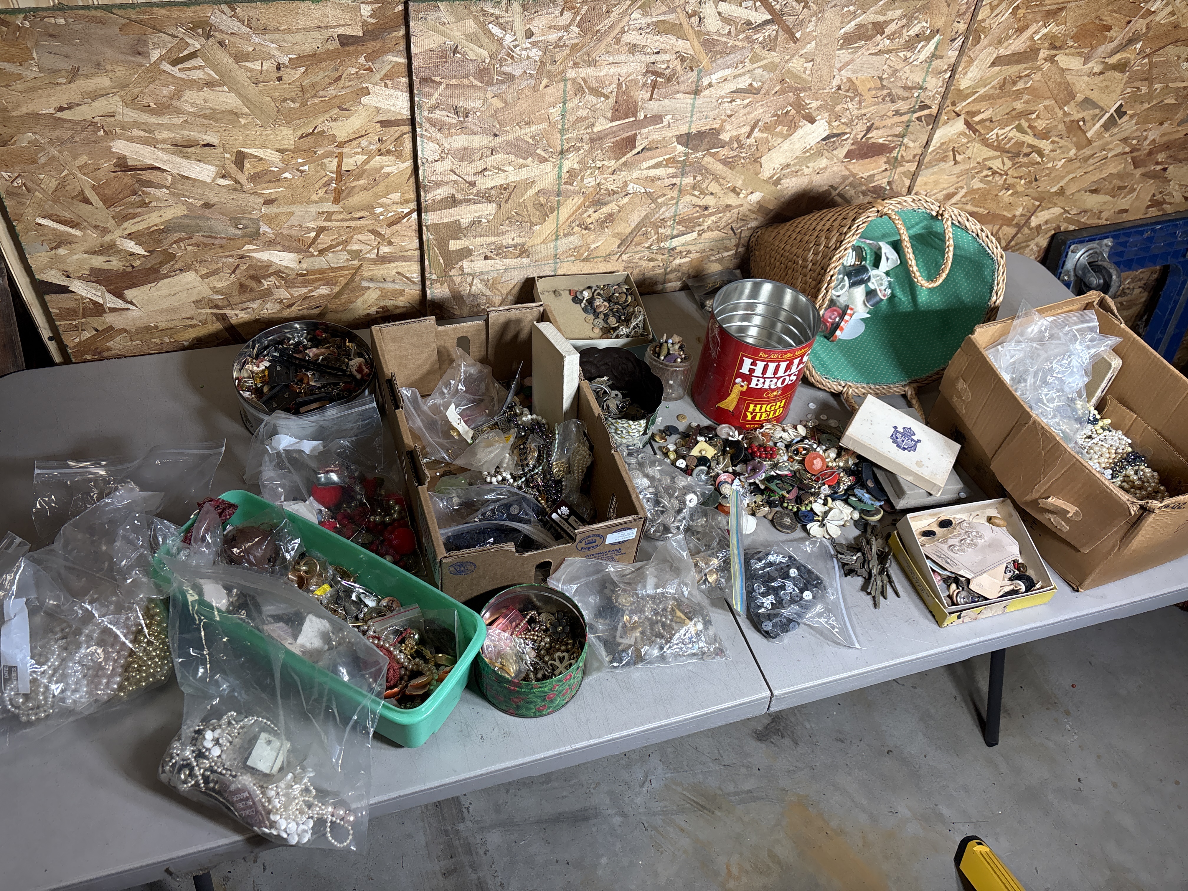 An Assortment of Vintage Costume Jewelry, Sewing Notions, Buttons, and Hardware