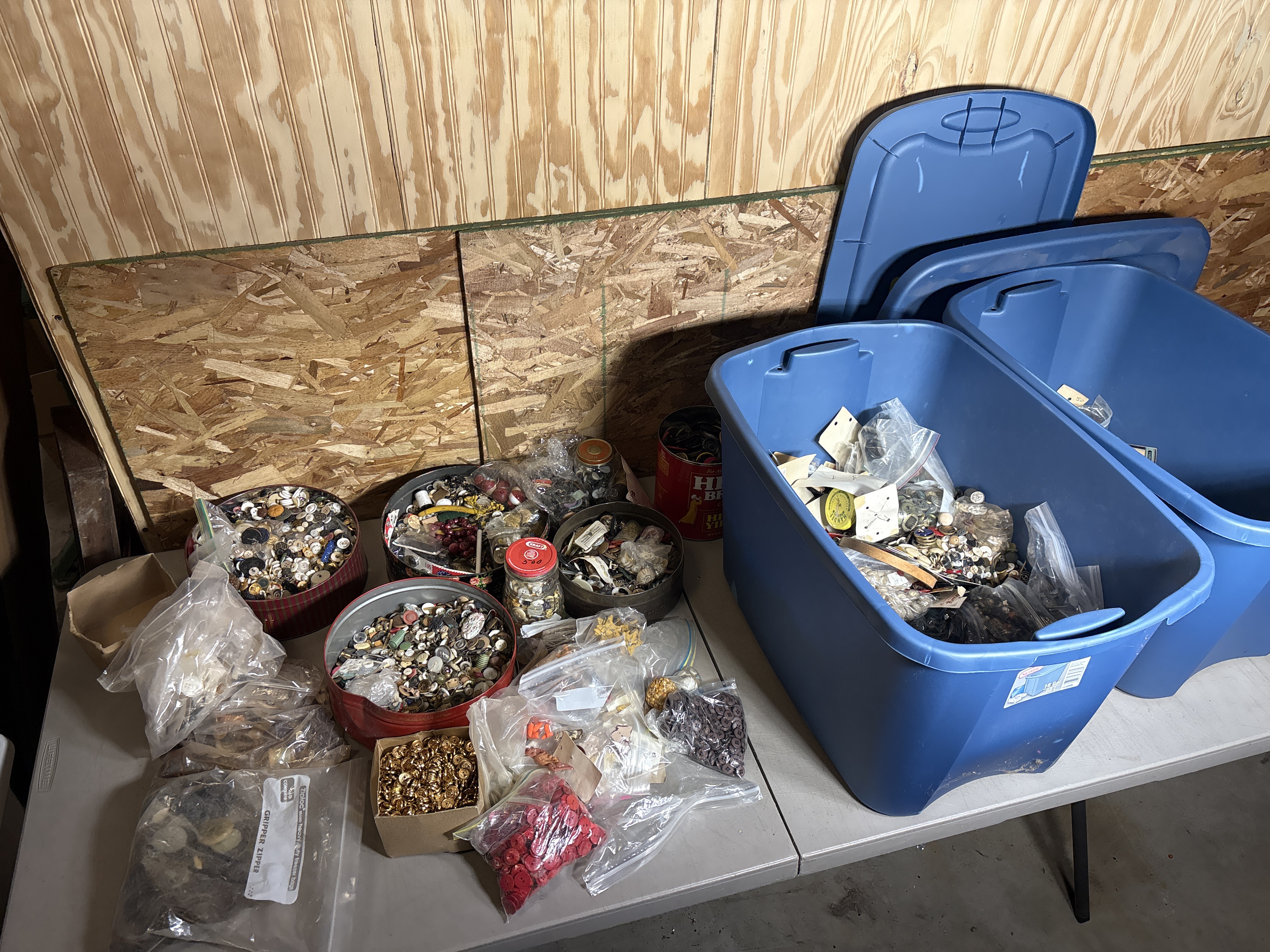 An Assortment of Approximately 84 lbs of Vintage and Contemporary Buttons and Sewing Notions