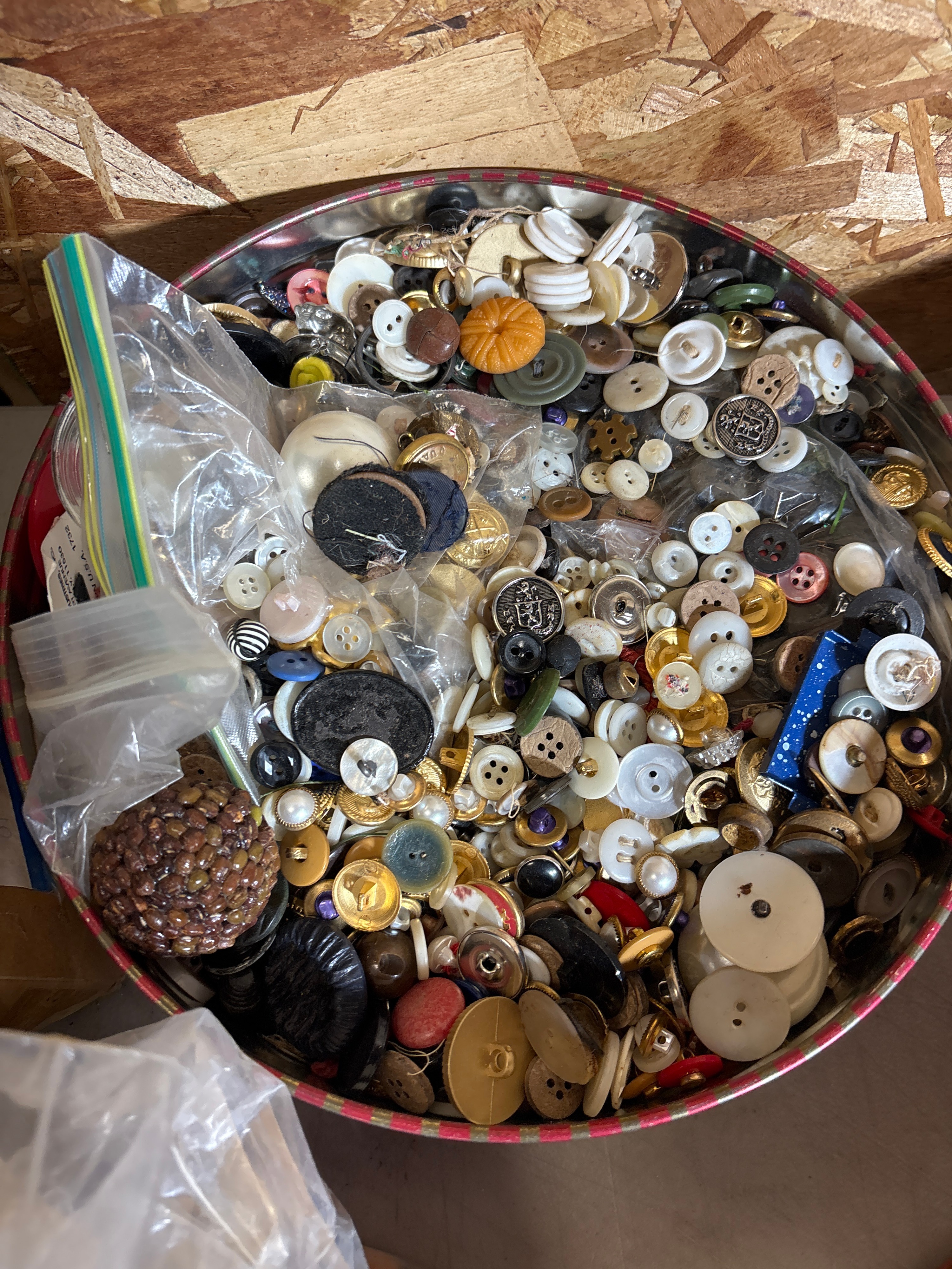 An Assortment of Approximately 84 lbs of Vintage and Contemporary Buttons and Sewing Notions