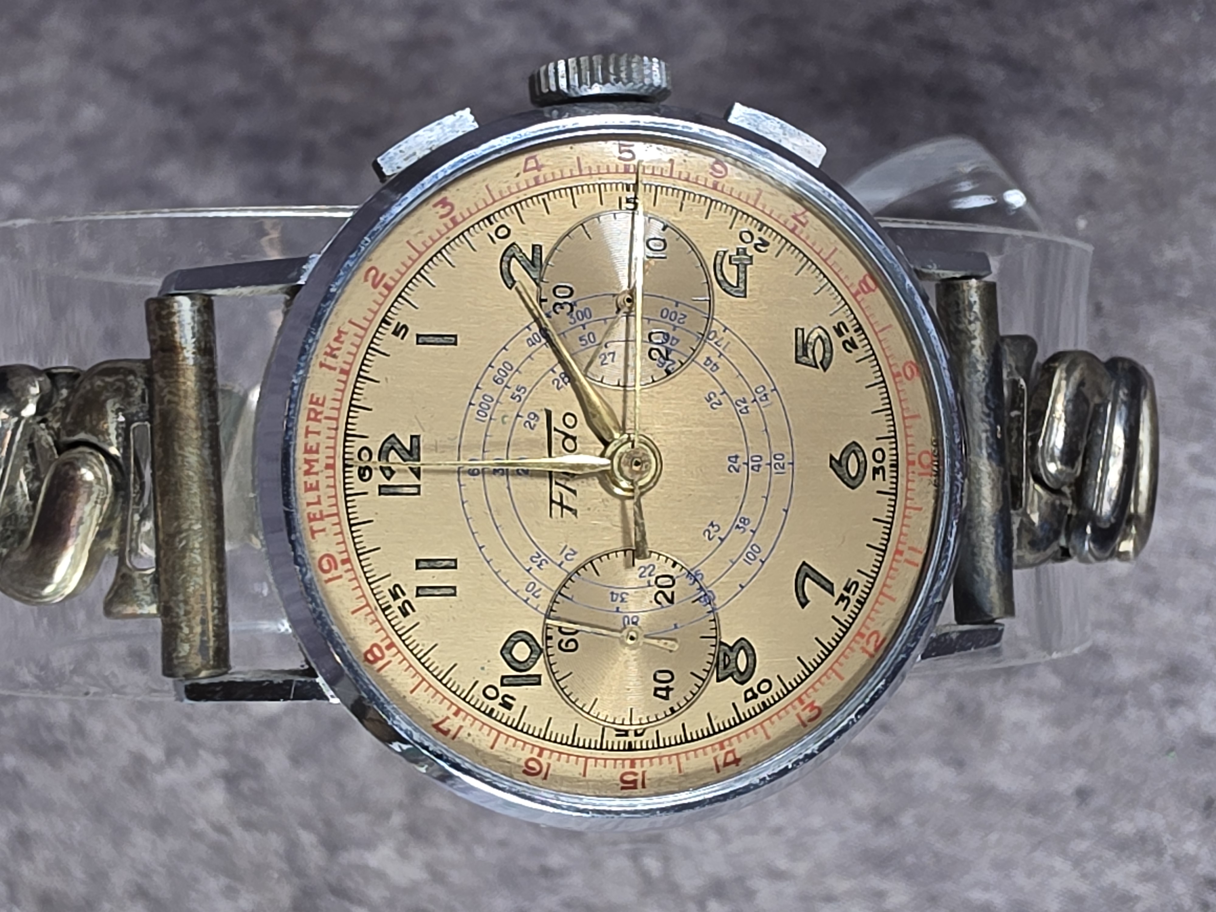 Two Mid-Twentieth Century Swiss Manual Wind Chronograph Wristwatches