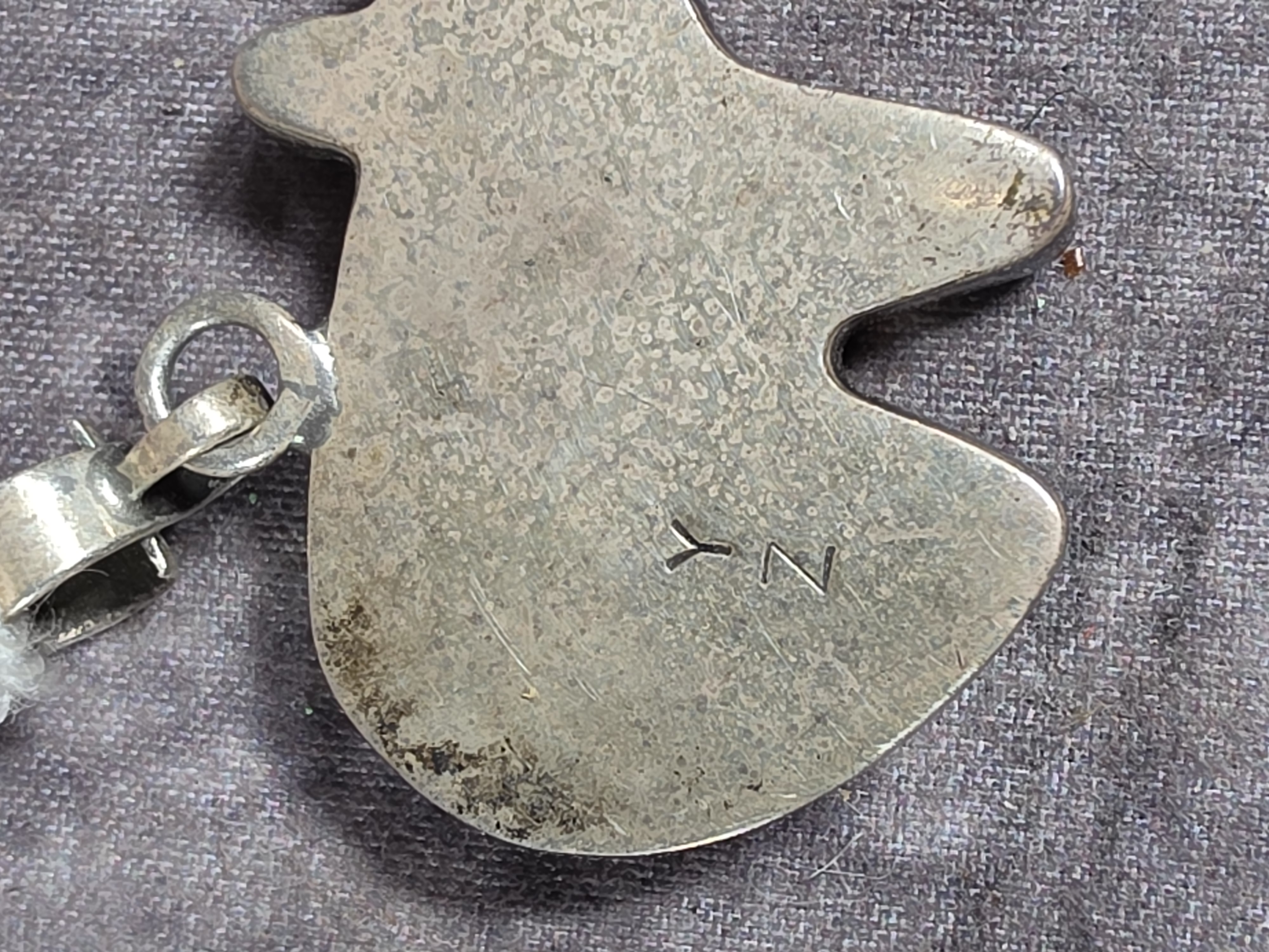 Southwestern Sterling Silver Multi-Stone Channel Inlay Bear Pendant