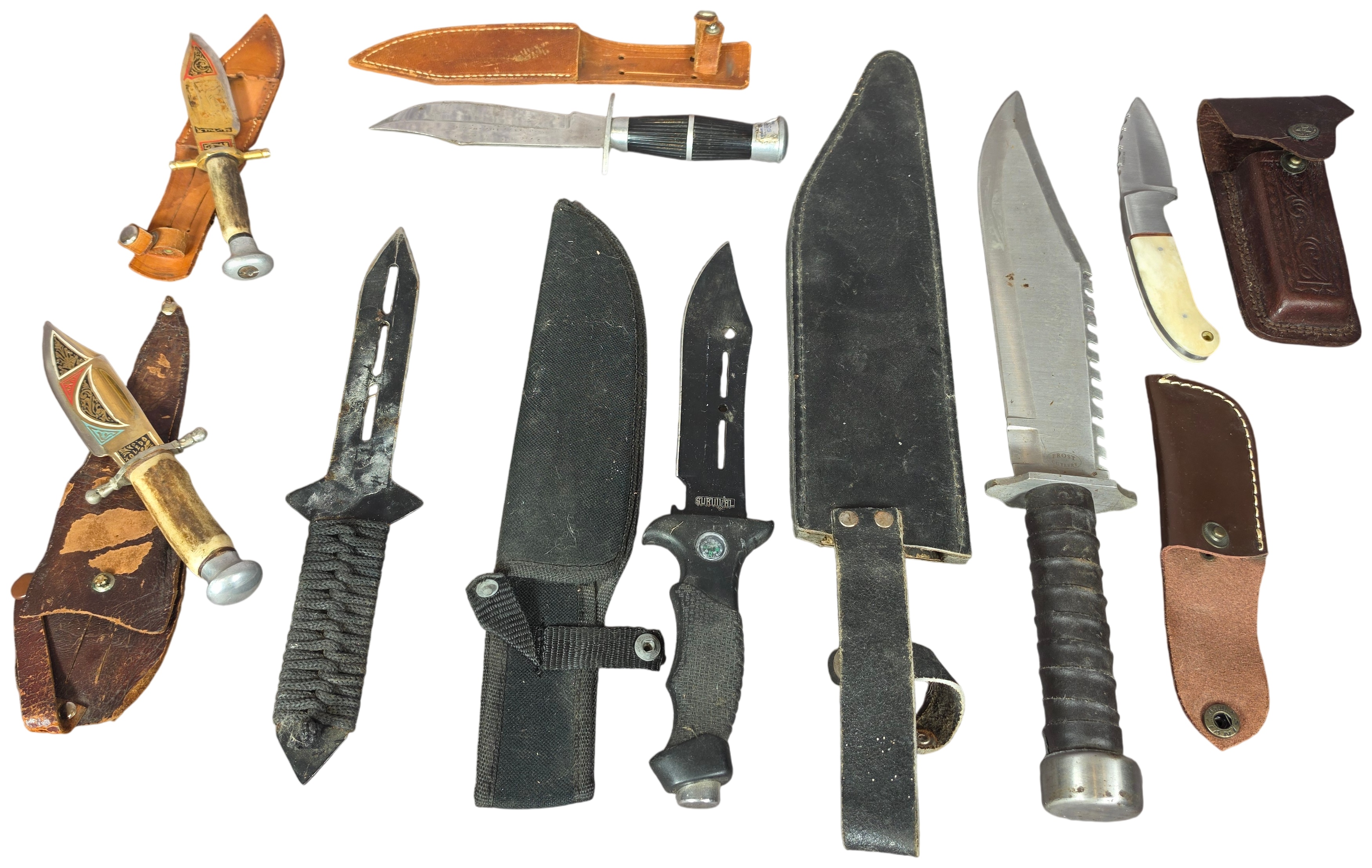 A Collection of Fixed Blade Hunting, Survival, and Decorative Knives