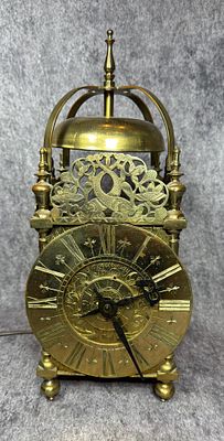 English Brass Lantern Clock Patterned After John Holloway of Stroud with Electric Conversion. Shi 