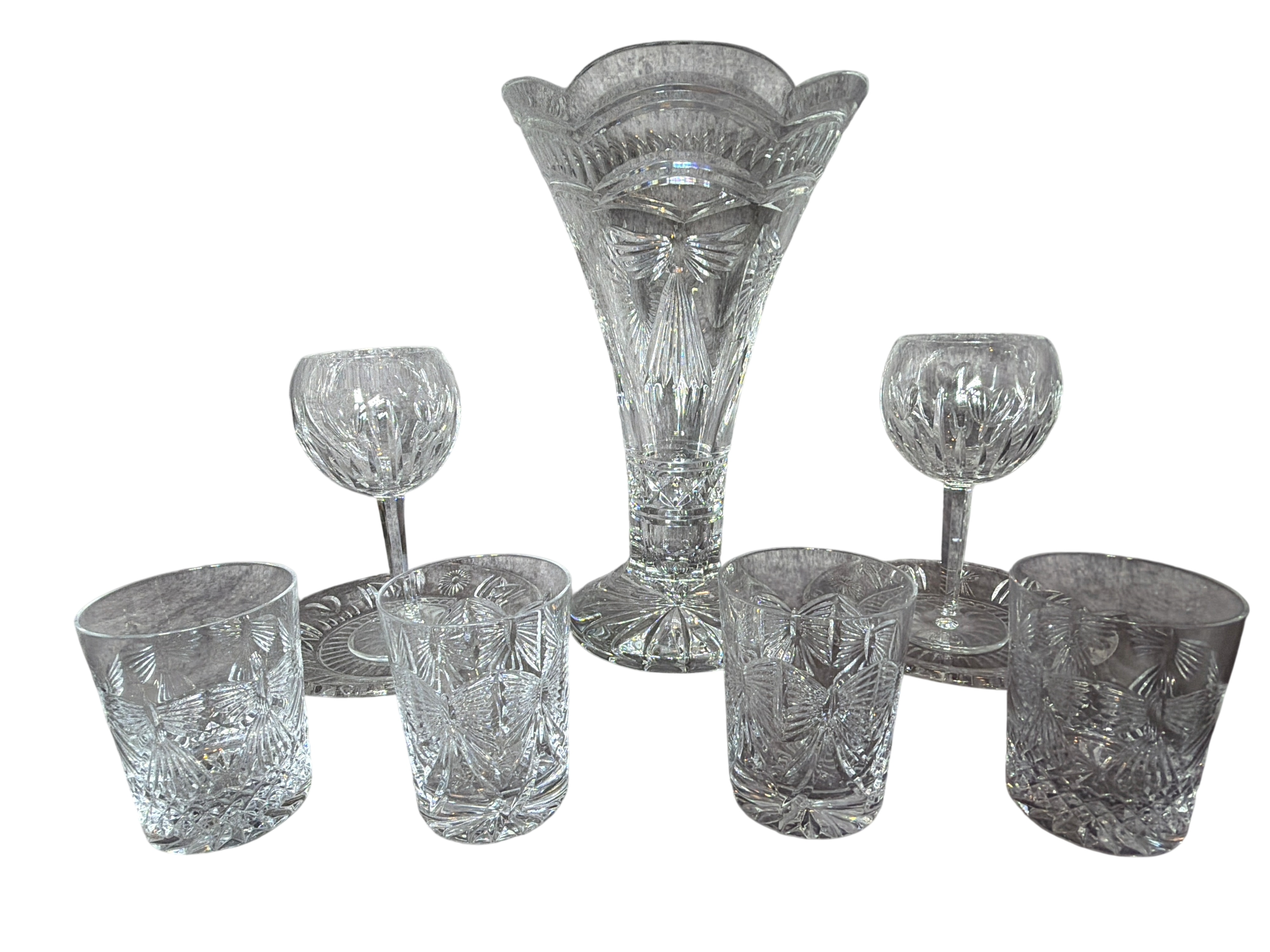 A Collection of Waterford Millennium Crystal Tableware and Statement Vase