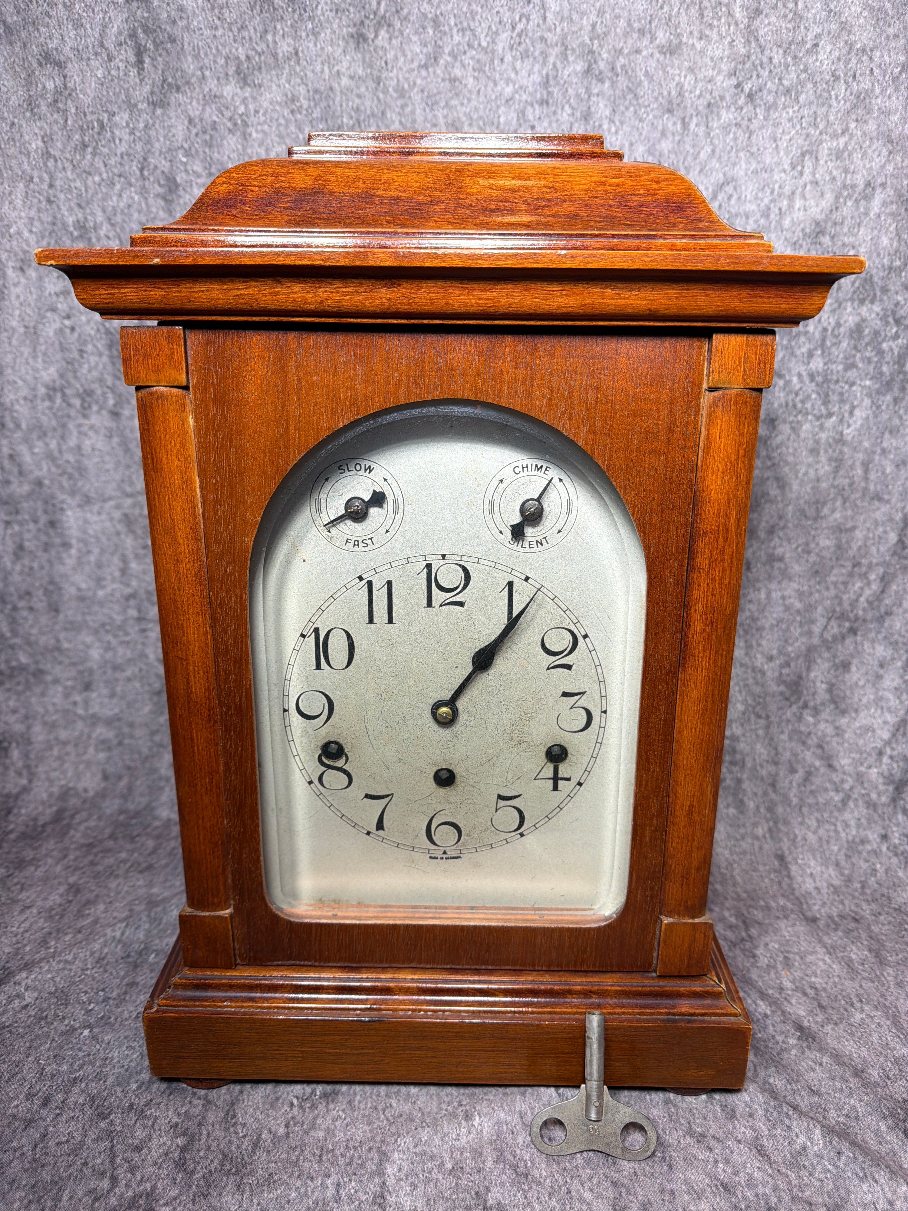 German Westminster Chime Three-Train Mantel Clock