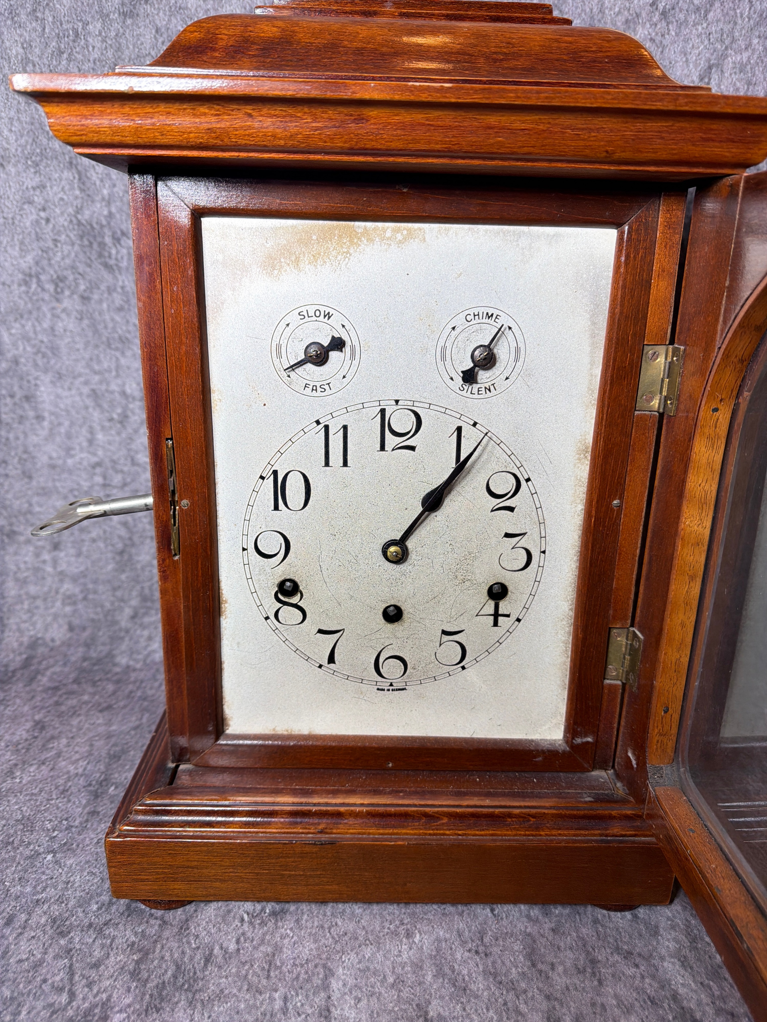 German Westminster Chime Three-Train Mantel Clock