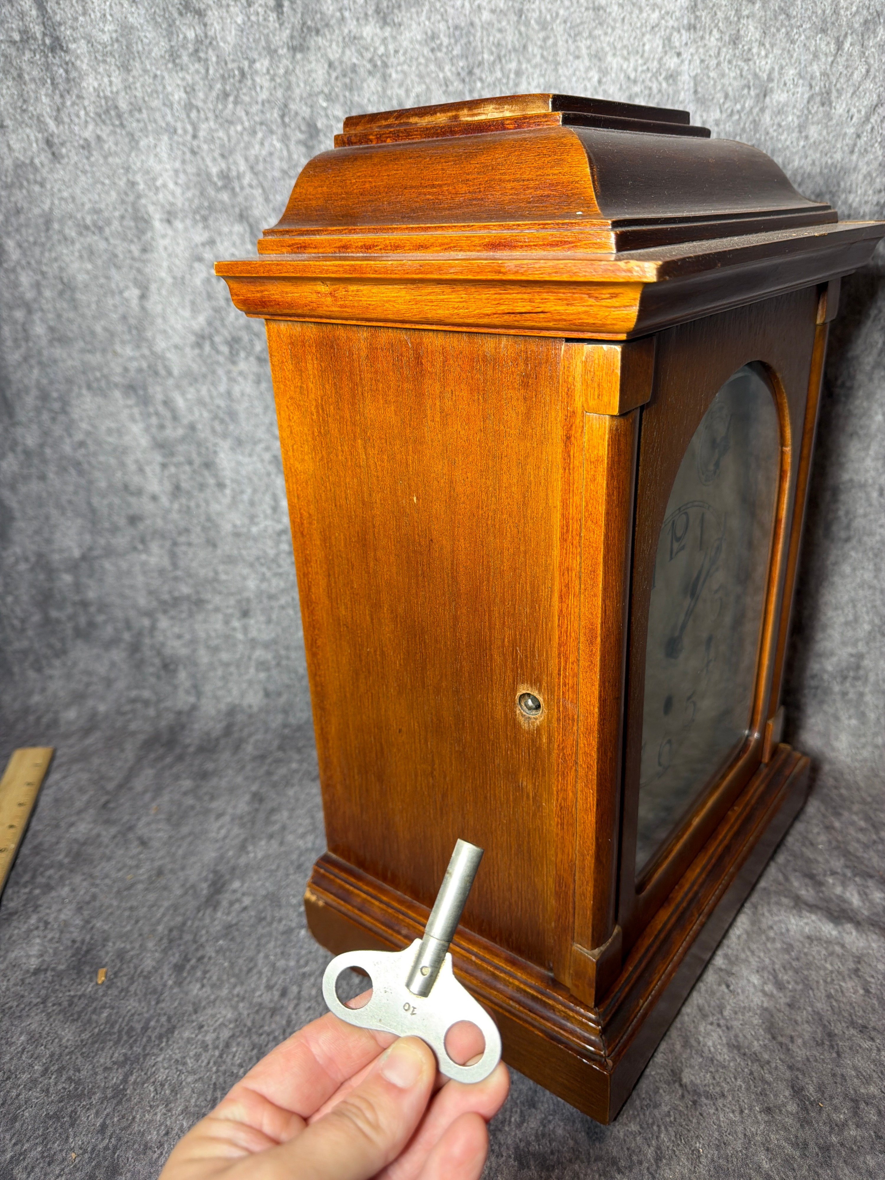German Westminster Chime Three-Train Mantel Clock