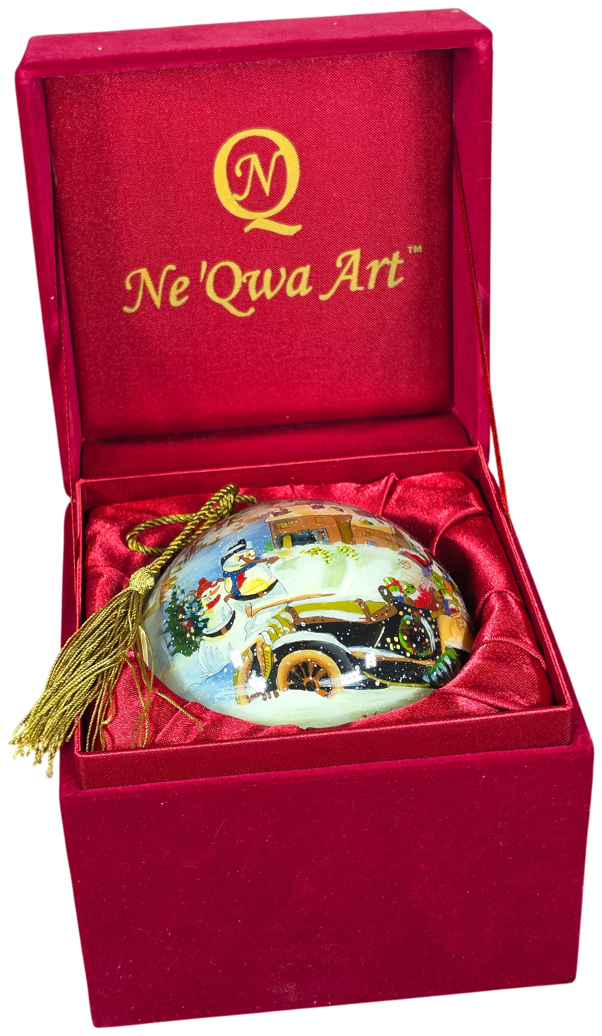 Ne'Qwa Art Glass Christmas Ornament Designed by Peggy Abrams with Presentation Box