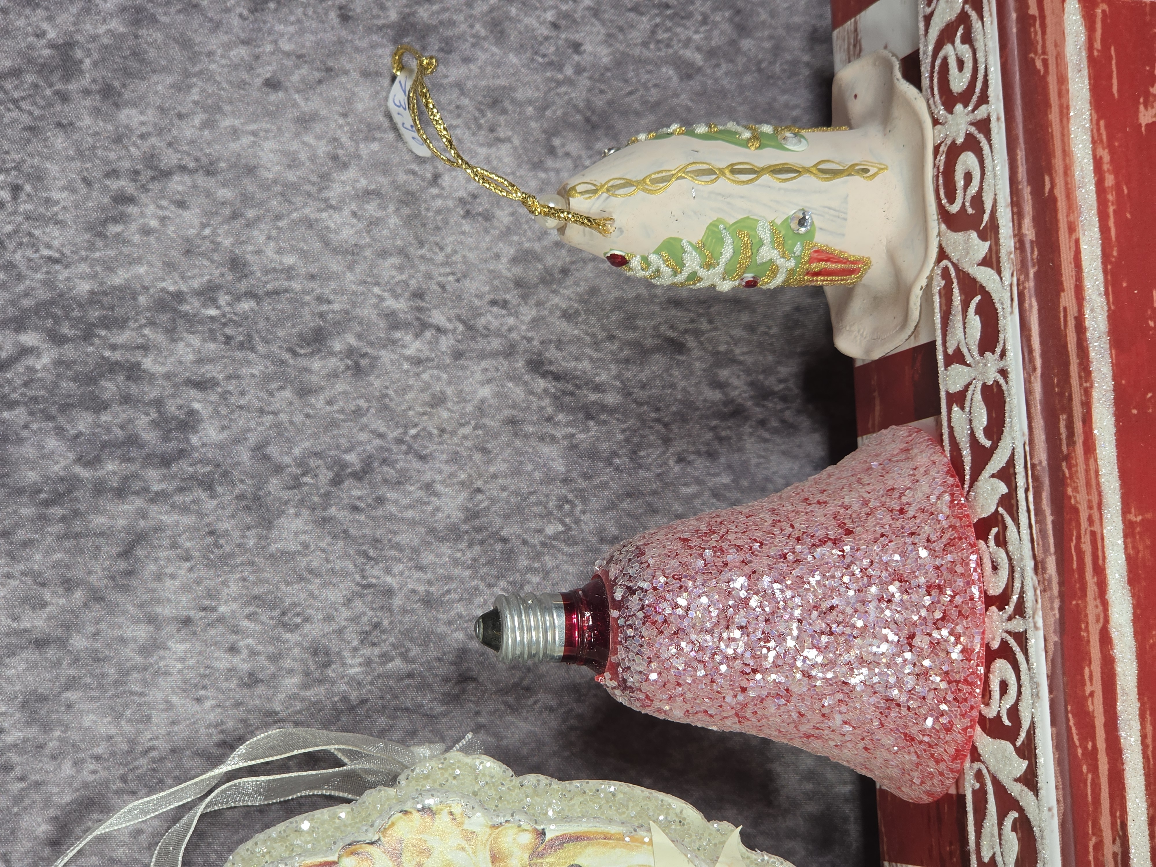 An Assortment Christmas Tree Ornaments with Decorative Storage Box