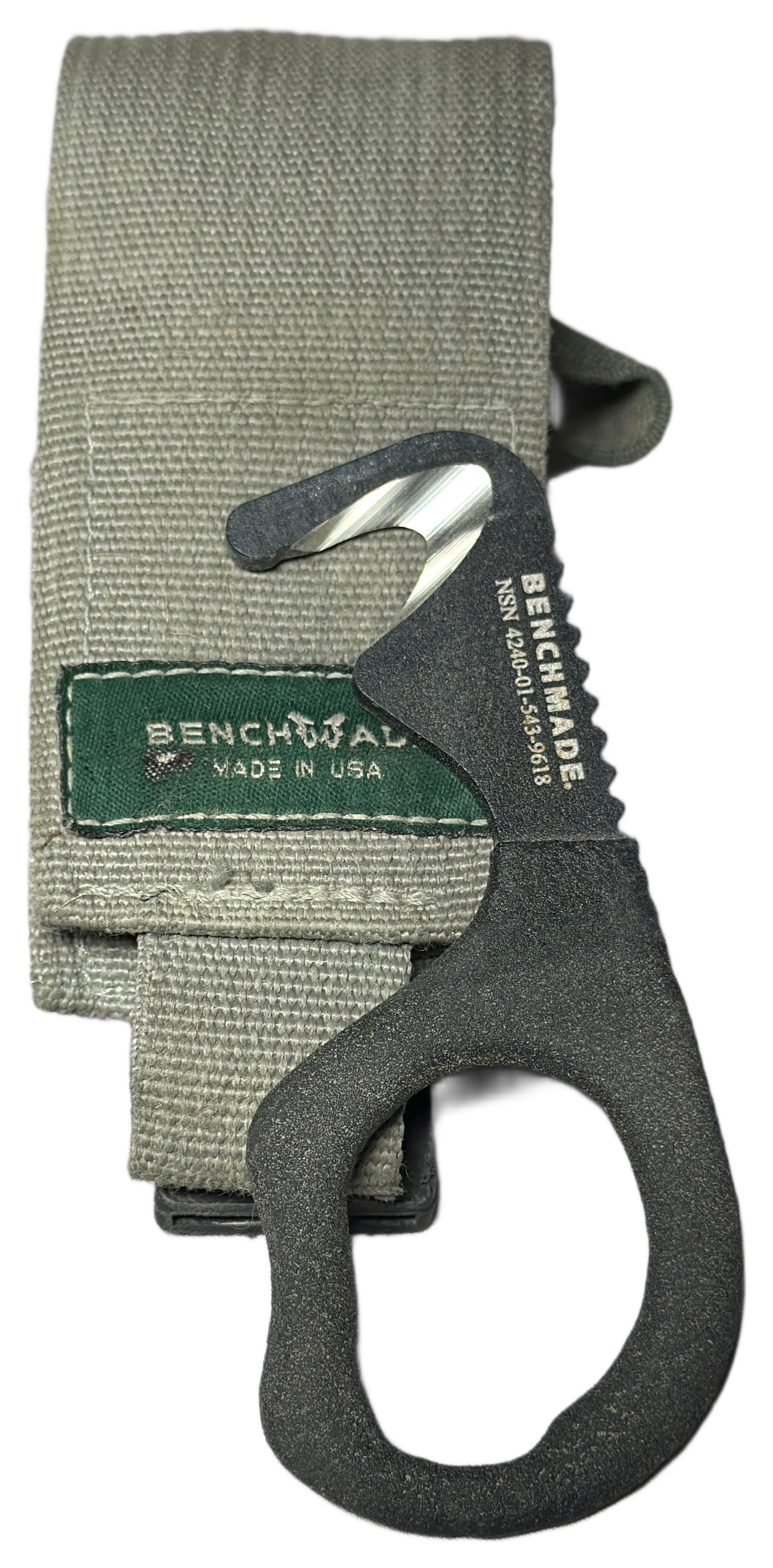 Benchmade Model 7 Rescue Hook Strap Cutter with Foliage Green Sheath