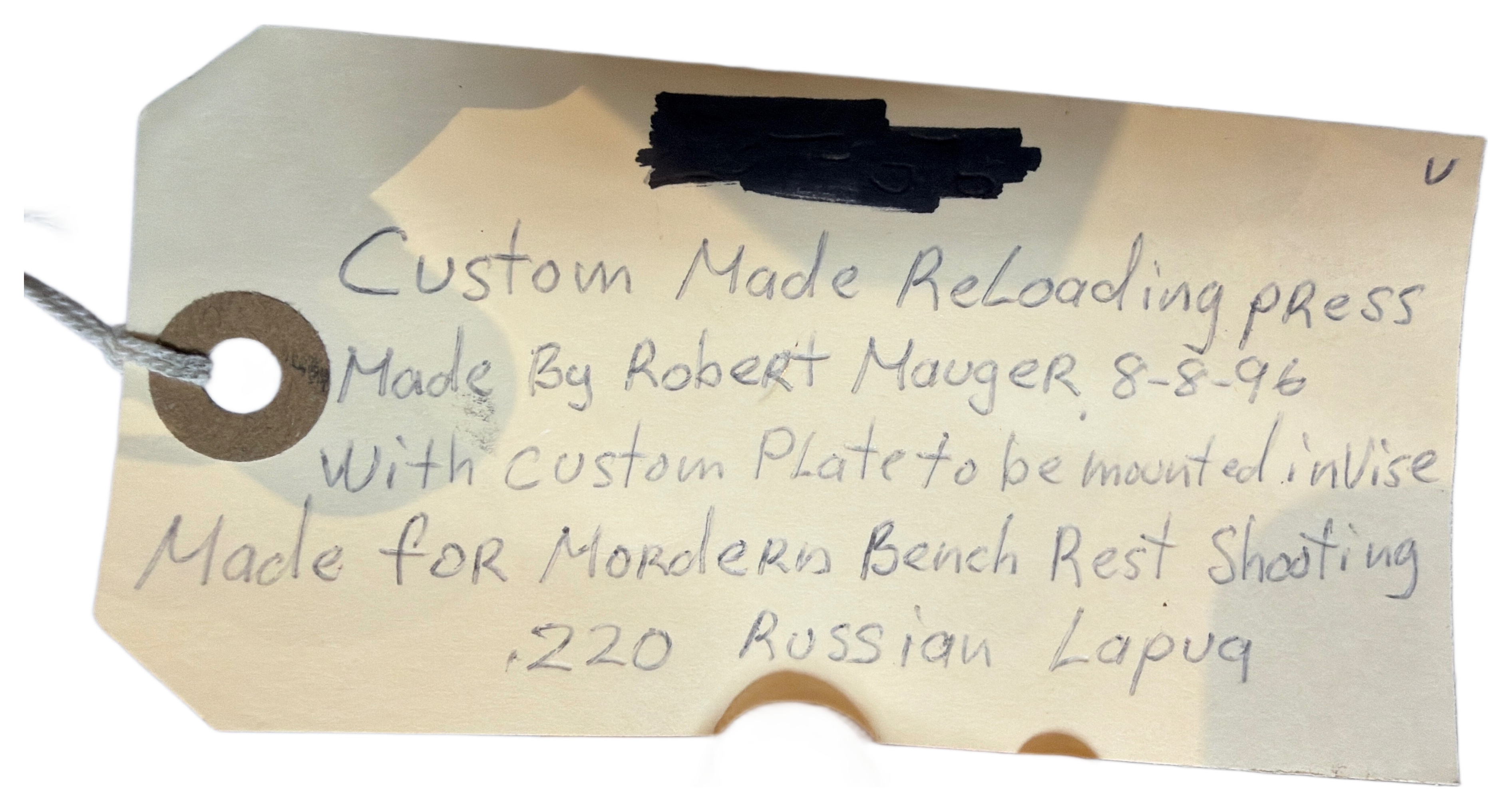 Custom Benchrest Reloading Press by Robert D. Mauger, 1996