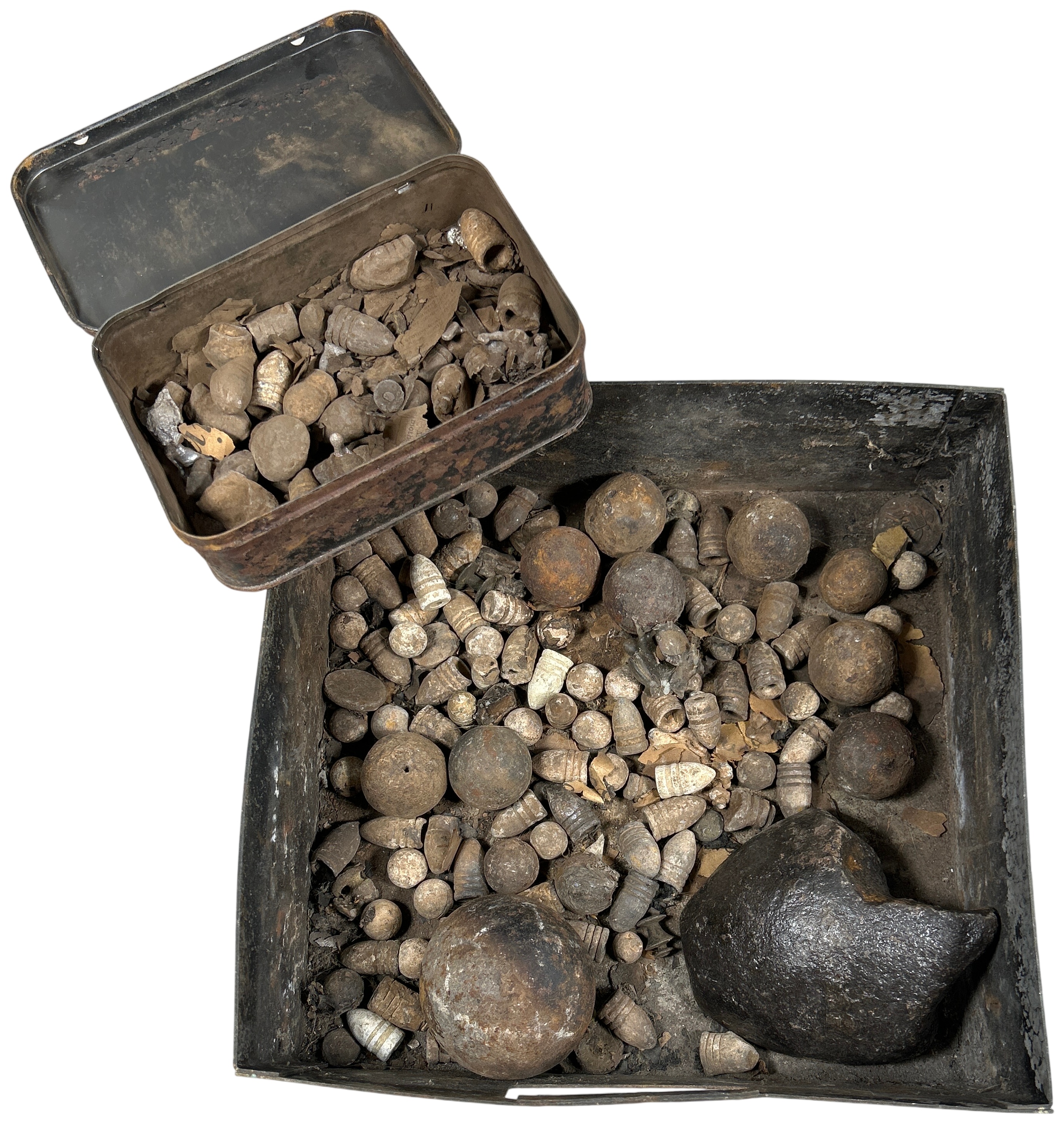 Collection of Excavated Civil War Bullets and Iron Artillery Relics approx. 150 items