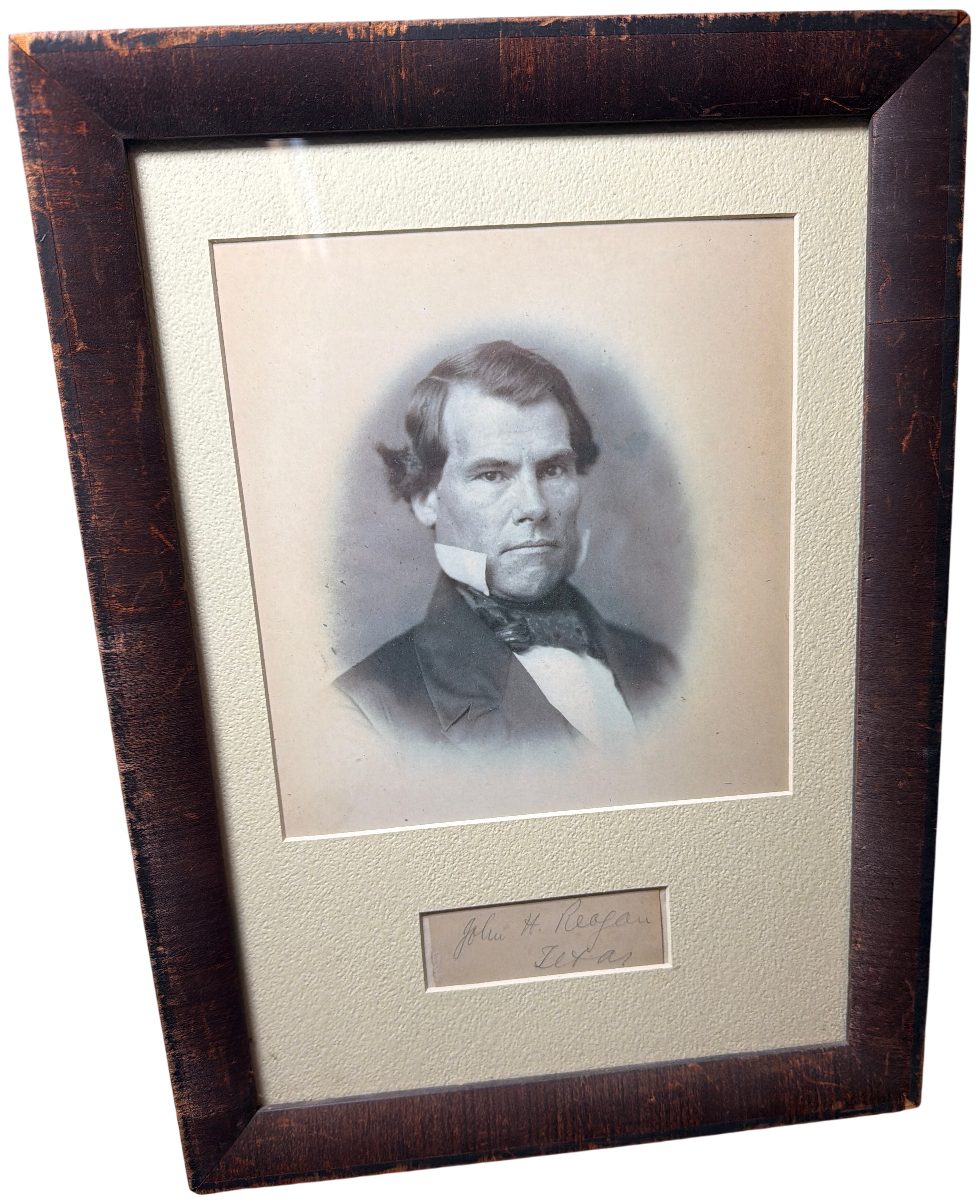 Civil War Confederate Postmaster John H. Reagan Handwritten Signature and Oval Vignette Portrait Photograph