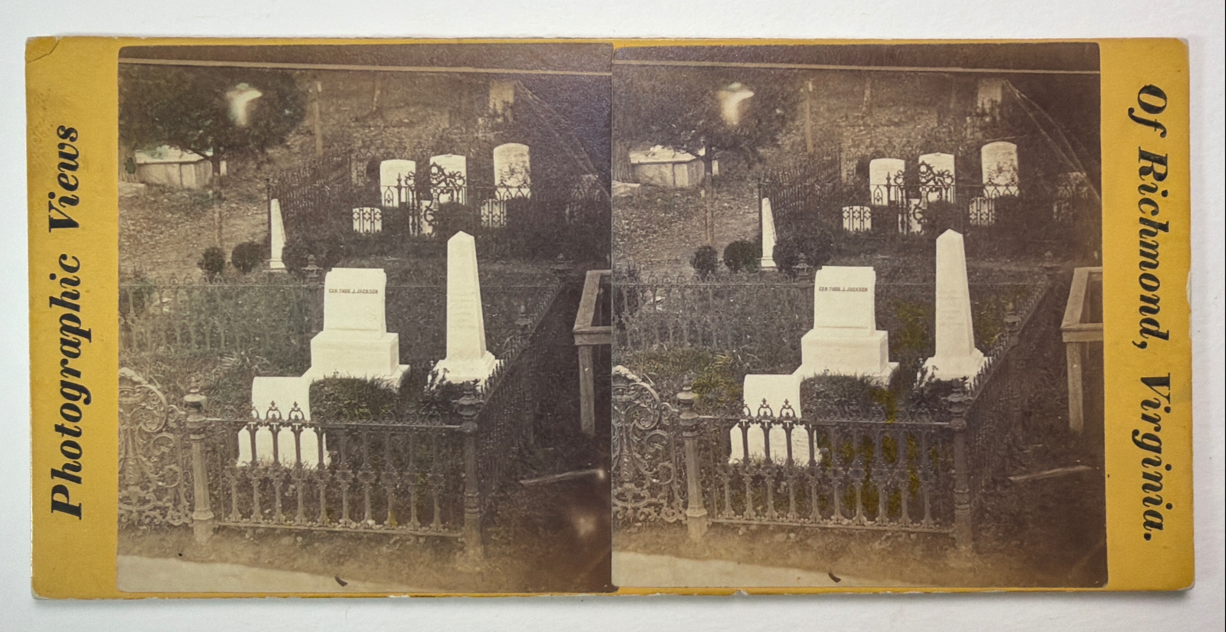 Civil War Stereoview - Stonewall Jackson's Grave at Lexington Va. Published by Selden & Co Richmond
