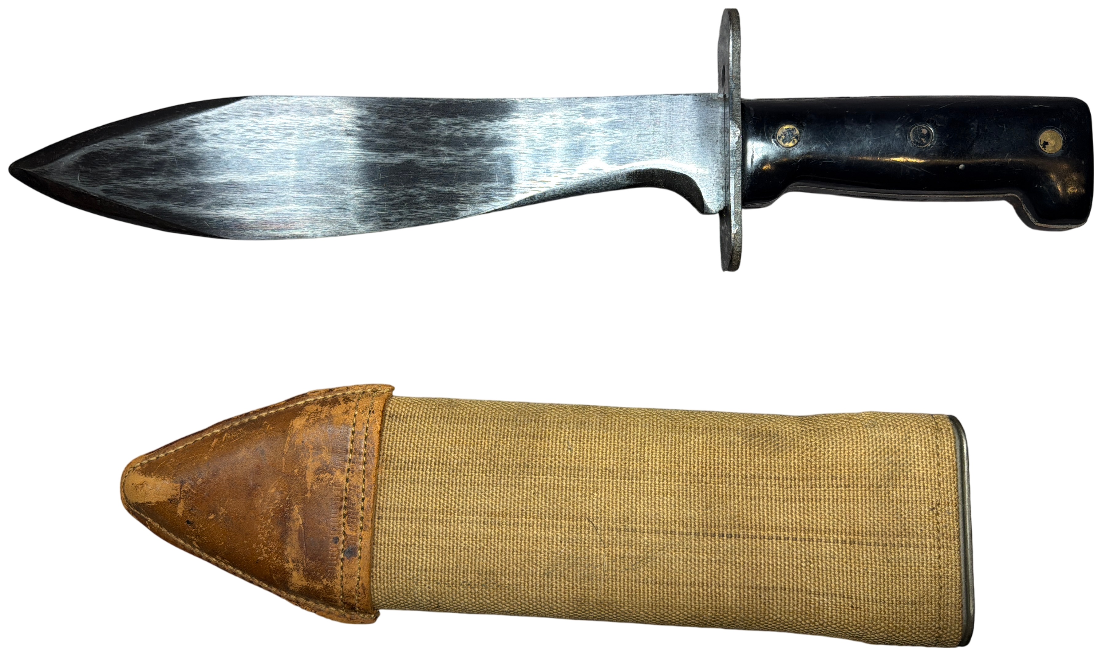 US Military Pattern 1917 Bolo Knife with M1910 Canvas and Leather Scabbard