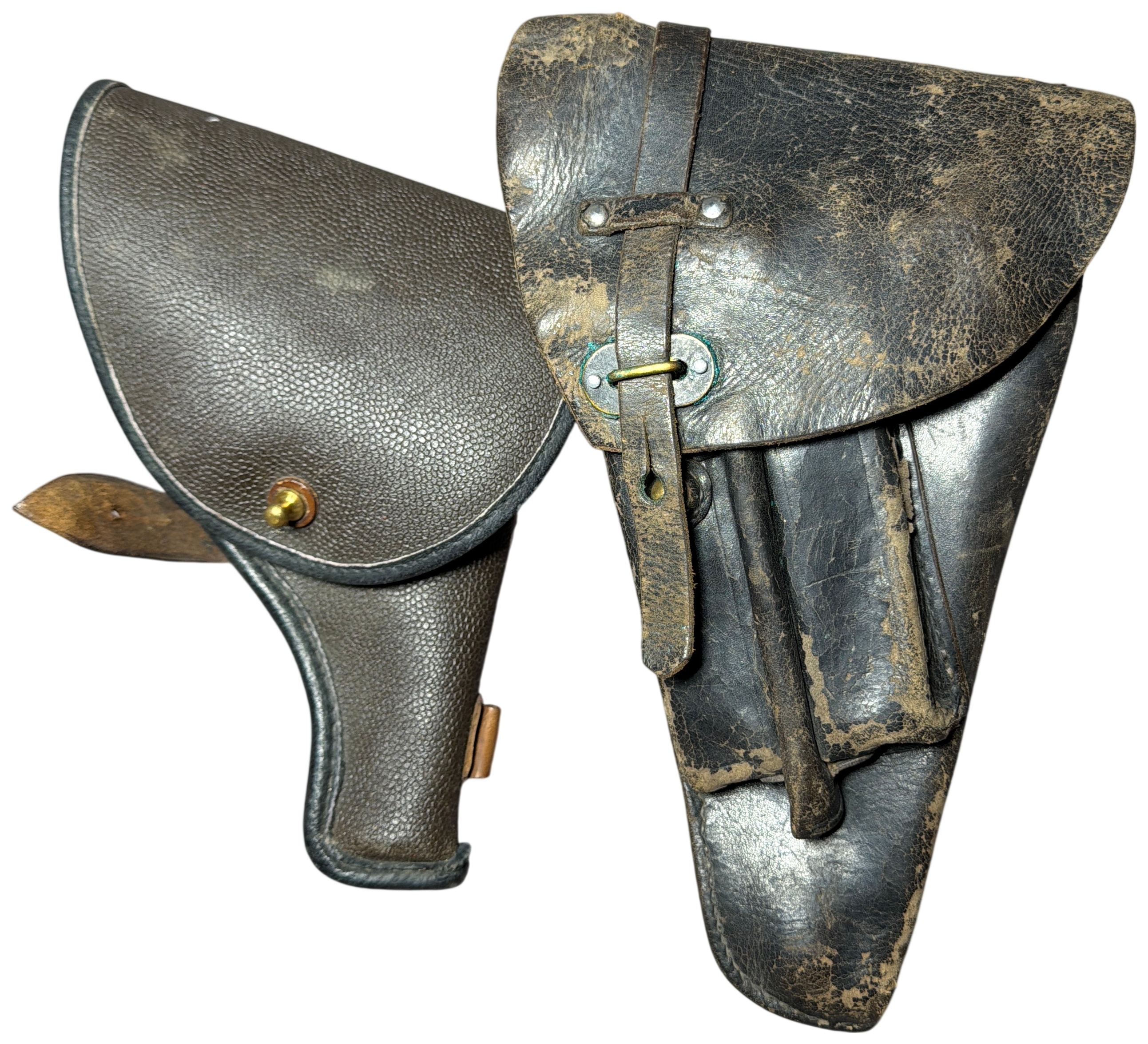 Two WWII Era European Military Pistol Holsters Swedish M1940 LAHTI and Russian Nagant