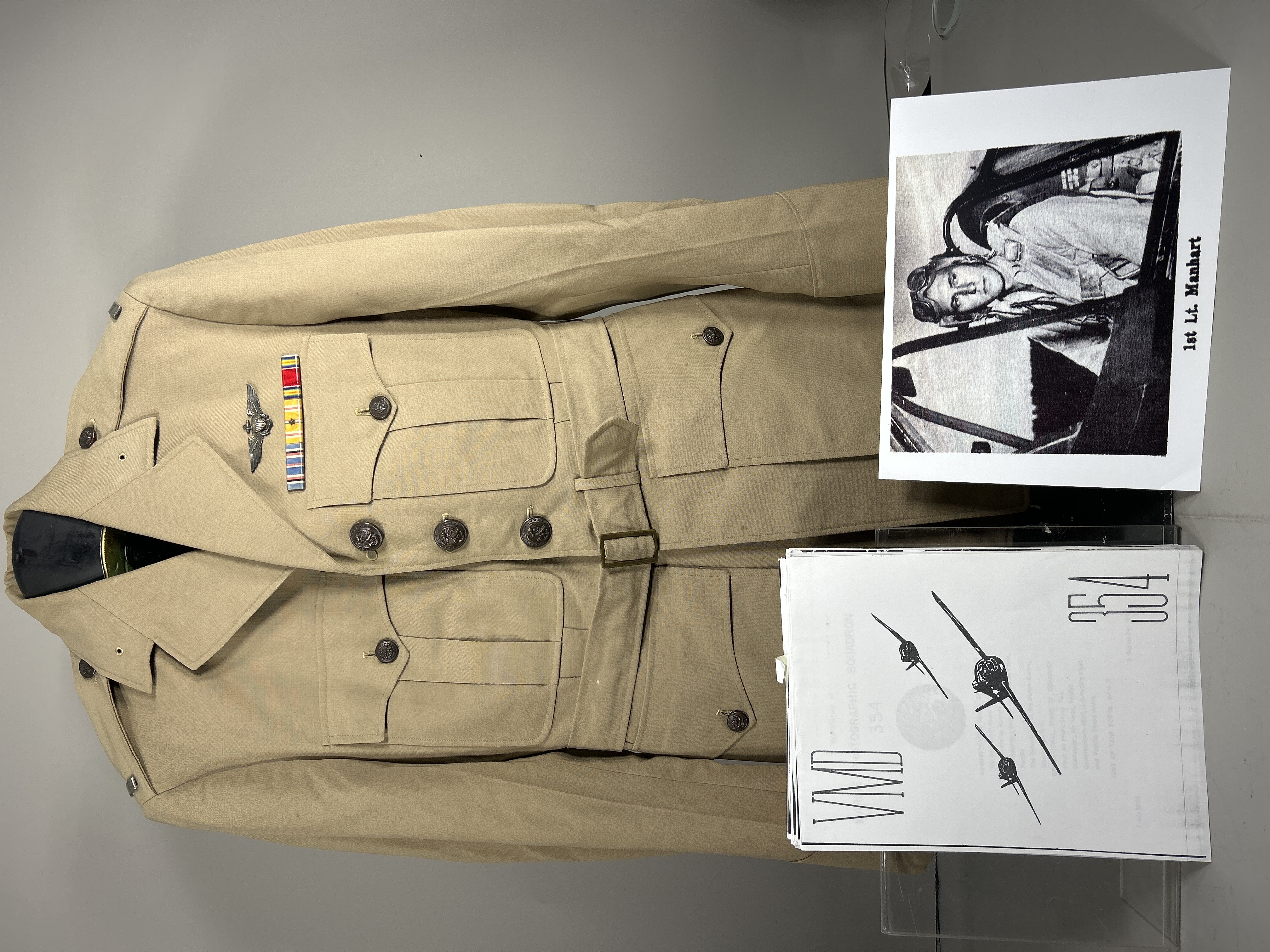 WWII USMC Named Officer Pilot VMD-354 Summer Service Khaki Tunic and Ephemera