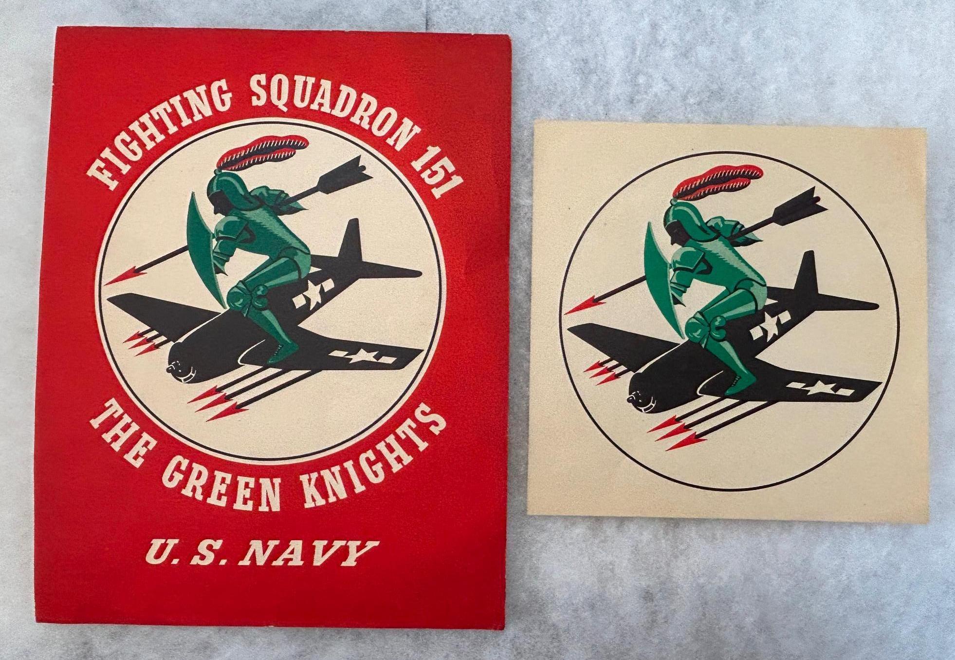 WWII U.S. Navy VF-151 fighter Squadron Decal and Placard
