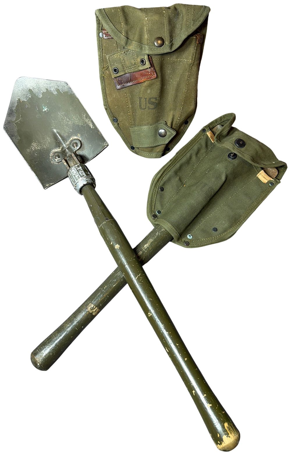 Military Navigation Tools Lot 645 - Two US Military Folding Entrenching Tools with Canvas ...
