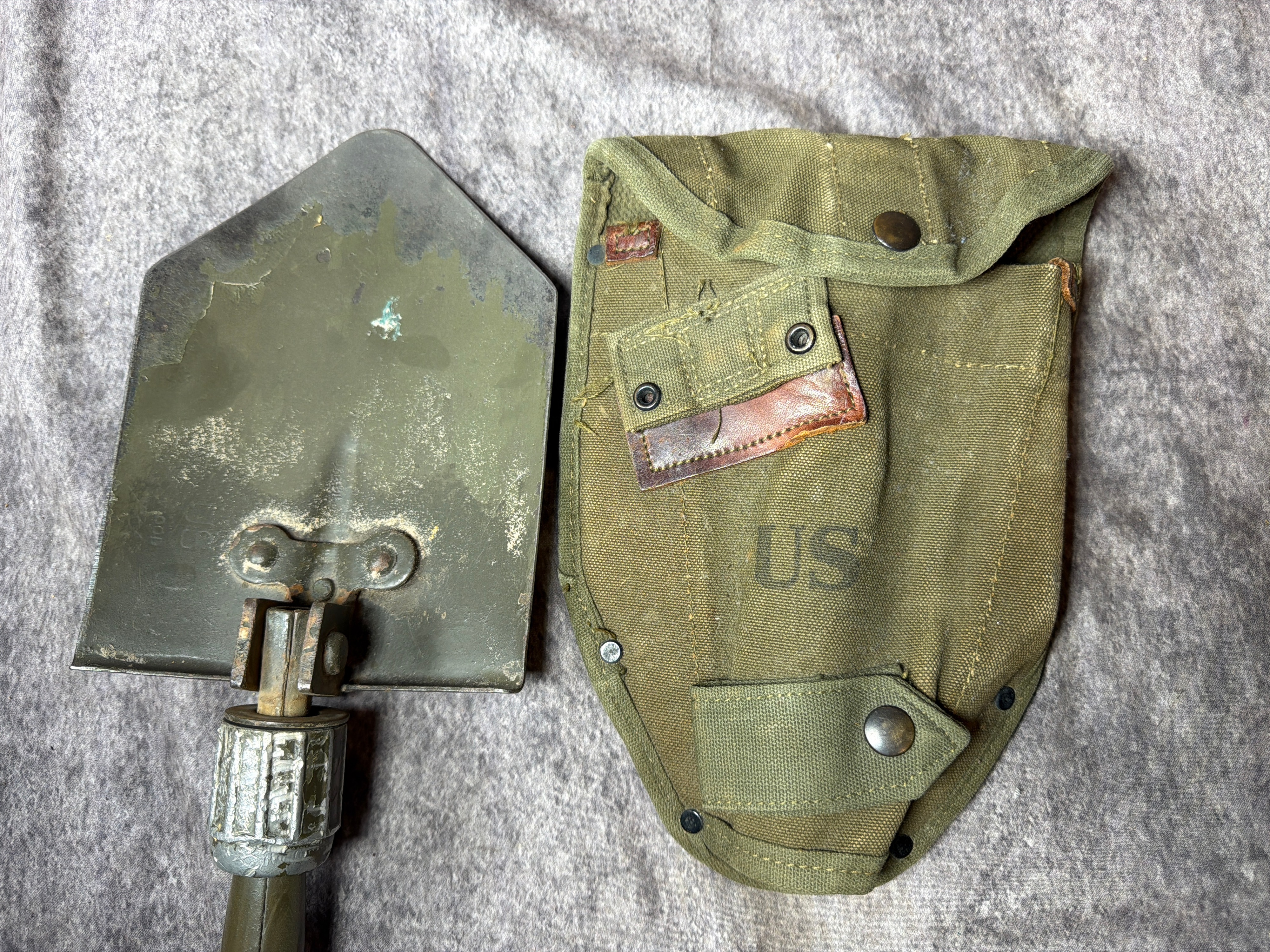 Military Navigation Tools Lot 645 - Two US Military Folding Entrenching Tools with Canvas ...