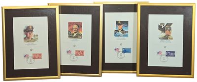 US 1991-1992 WWII Military Leaders Commemorative Framed Philatelic Set. A set of framed 