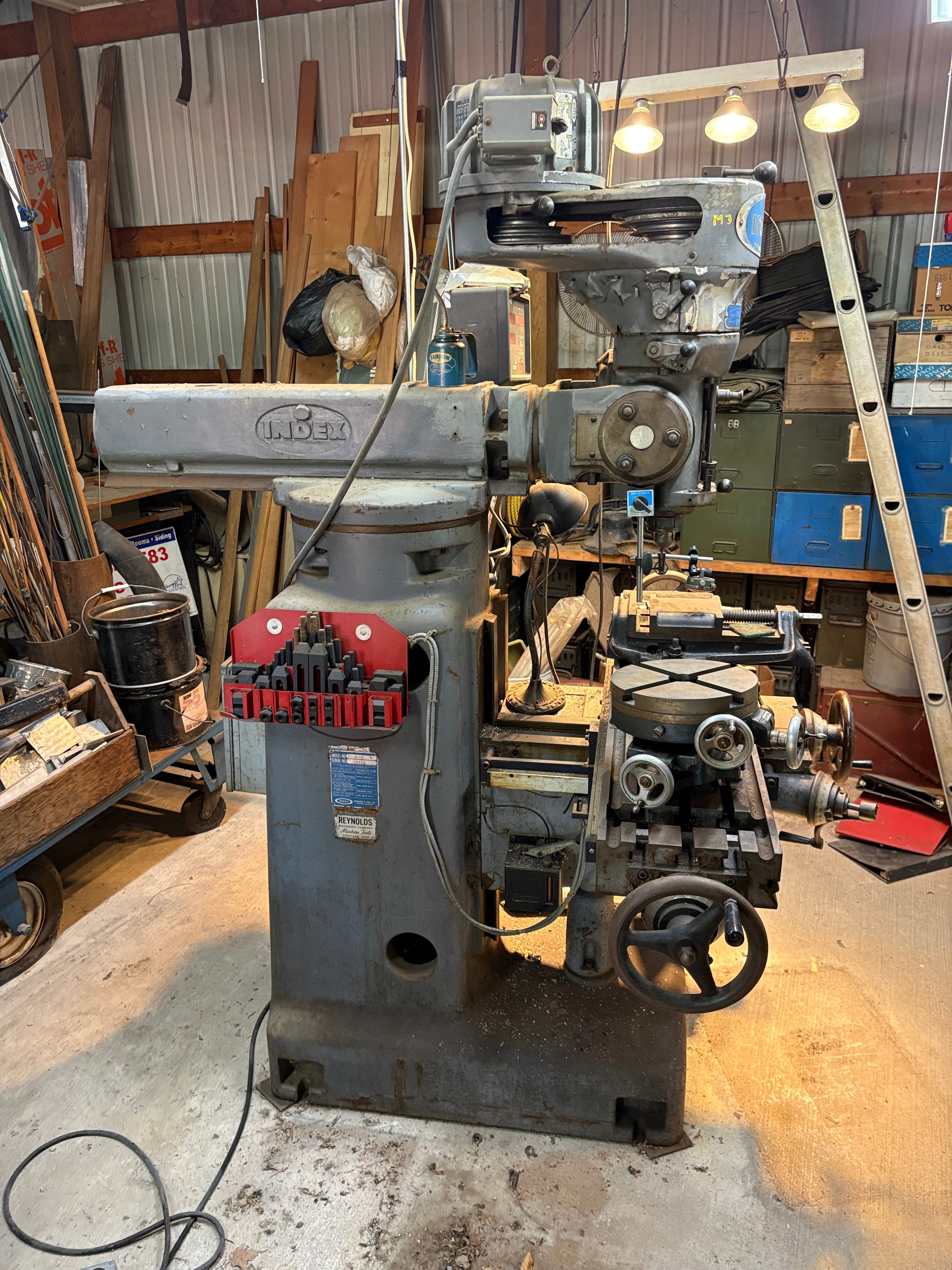 Index Machine and Tool Co. Model 845 Vertical Milling Machine with Anilam Wizard DRO and Accessories