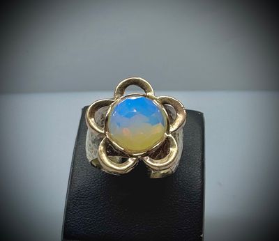 טבעת כסף חתומה 925 בשילוב זהב וינטג׳ משקל 10.3 גרם