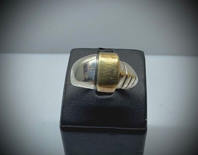 טבעת וינטג׳ כסף חתומה 925 בשילוב זהב משקל 6.4