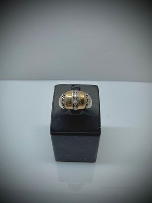 טבעת כסף חתומה 925 בשילוב זהב וינטג׳ משקל 5.85 גרם