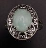 A New Sterling Silver and Green Prehnite Cabochon Filigree Design Ring Size S. The Crown Image - 2