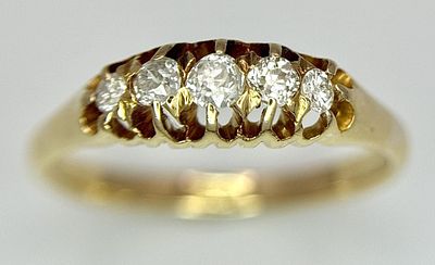AN 18K YELLOW GOLD VINTAGE OLD CUT DIAMOND 0.30CT, 2.9G TOTAL WEIGHT, SIZE O 1/2. ref: SC 3053