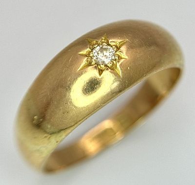 AN 18K YELLOW GOLD VINTAGE DIAMOND RING 3.5G TOTAL WEIGHT, SIZE M HALLMARKED 1947 BIRMIGHAM. 