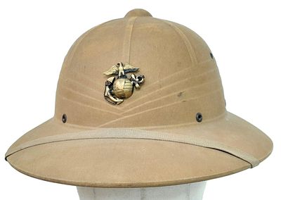 A 1943/44 Dated USMC Hawley Fibre Tropical Helmet.
